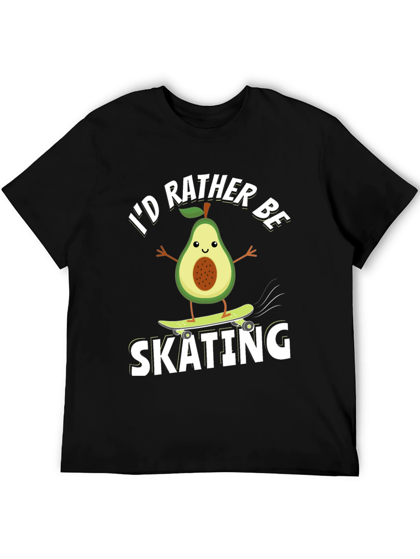 Black Avocado Skating T-Shirt - Funny Fruit Skateboarder Tee view 5