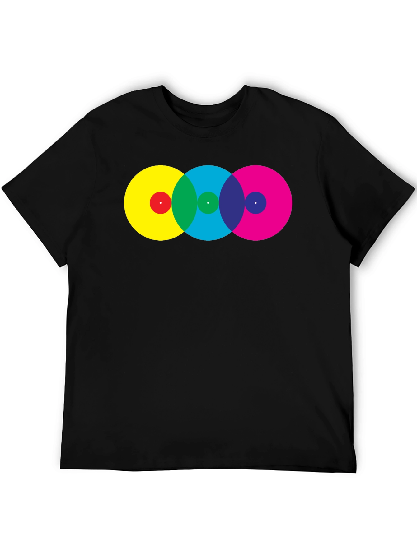 Black Retro Circles T-Shirt - Vivid Colors, Modern Fit view 5