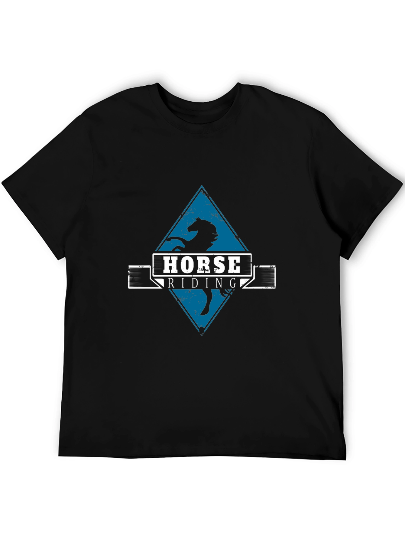 Black Horse Riding Graphic Tee - Black Cotton T-Shirt view 5