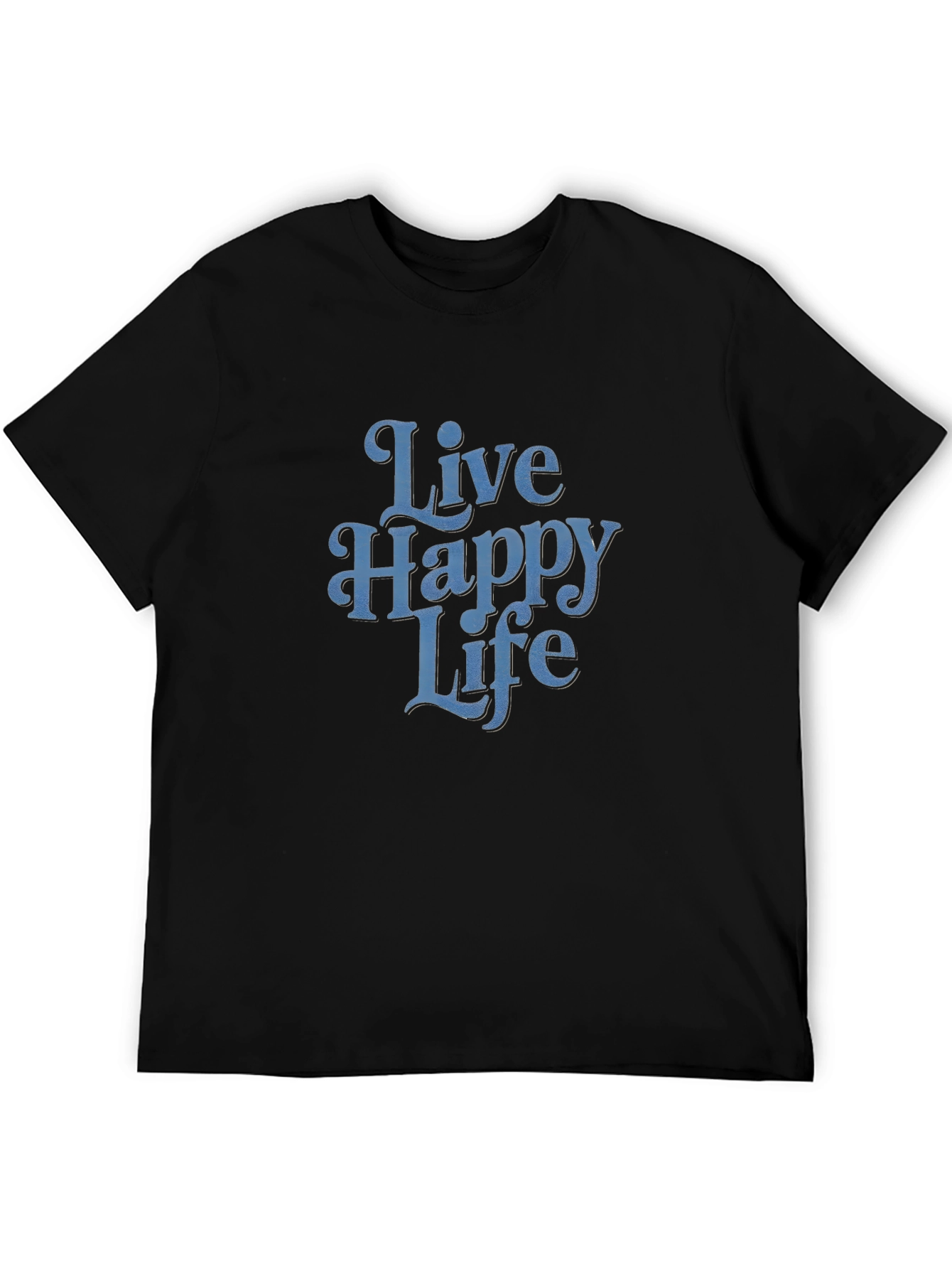 Black Live Happy Life Graphic Tee - Soft Cotton Comfort view 5