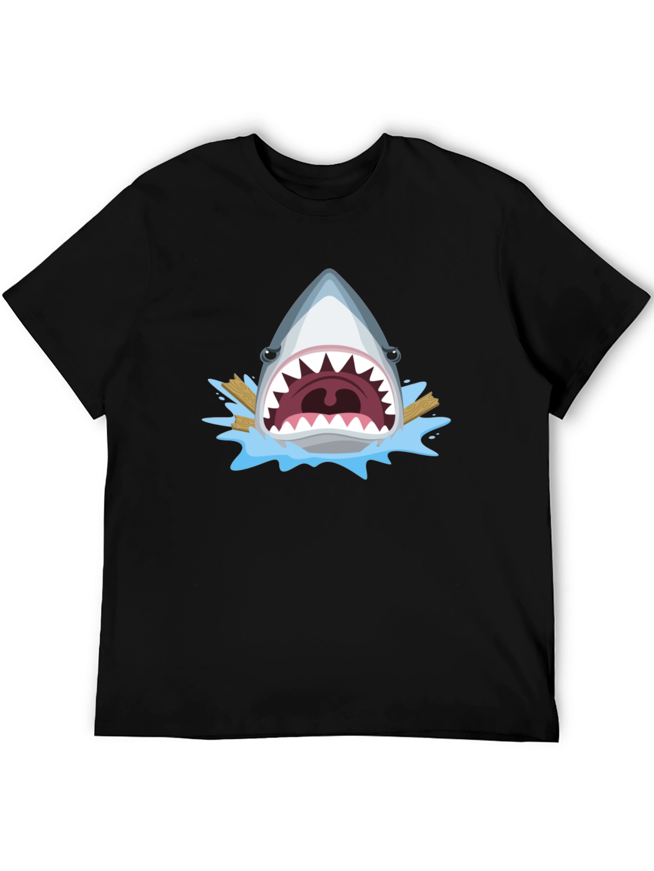 Black Shark Attack Graphic Tee - Men's Black T-Shirt view 5
