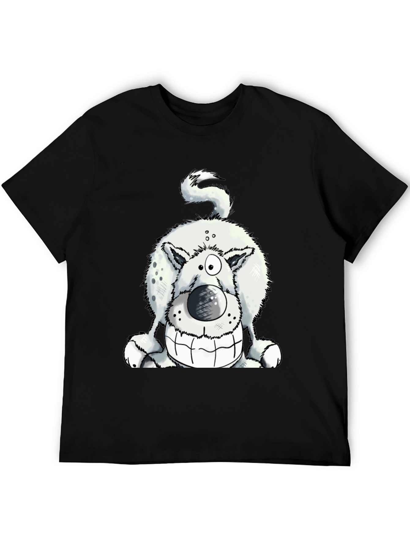 Black Funny Dog Graphic Tee - Black Cotton T-Shirt view 5