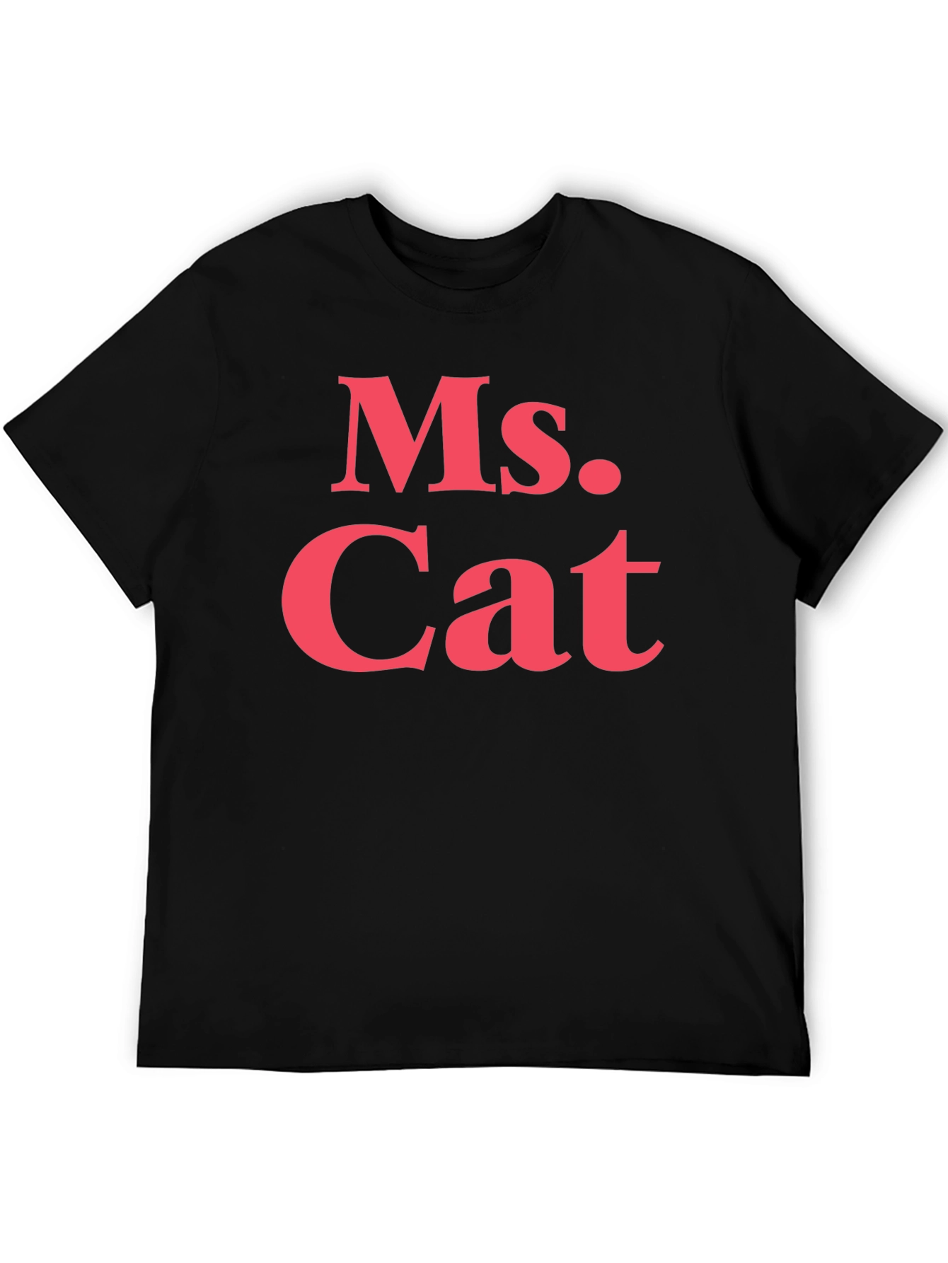 Black Ms. Cat T-Shirt - Bold Pink Text on Black view 5