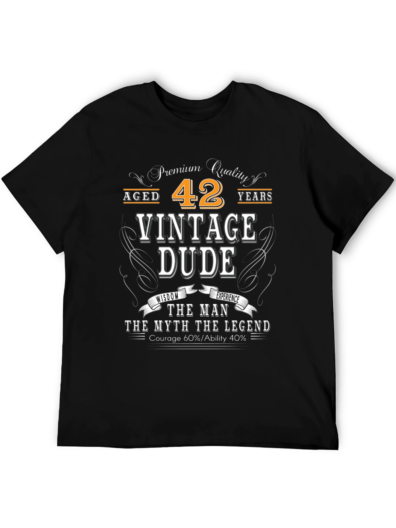 Black Vintage Dude 42 Years Old T-Shirt view 5
