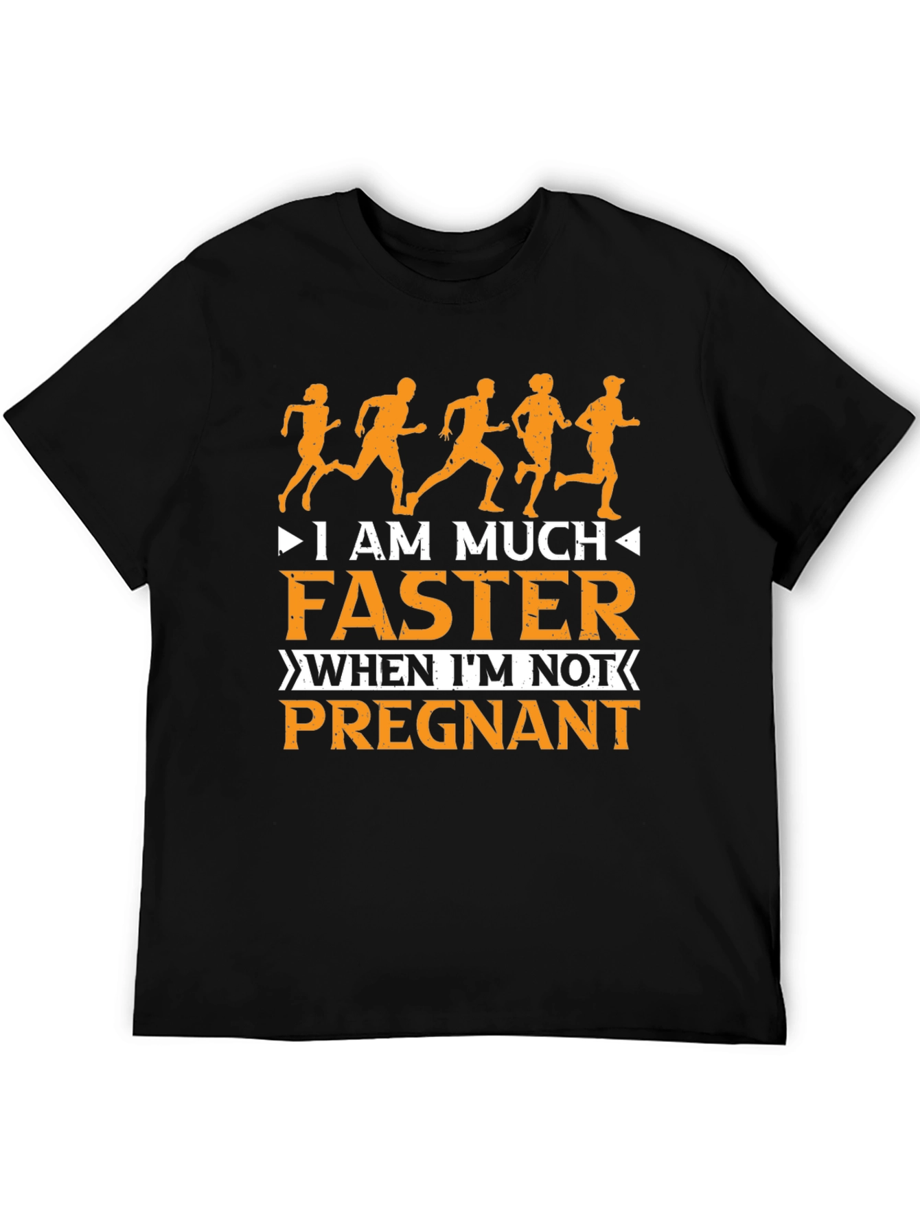 Black Funny Running T-Shirt: I Am Much Faster When I'm Not Pregnant view 5