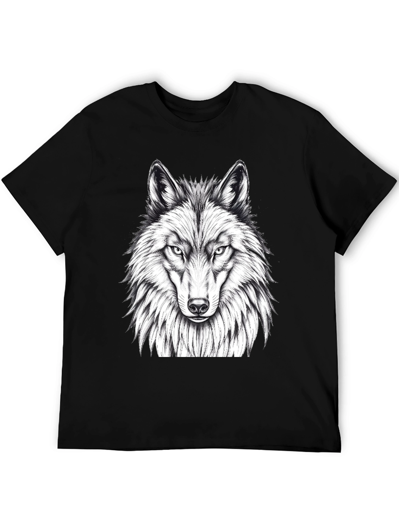 Black Wolf Graphic Tee - Black Crew Neck T-Shirt view 5