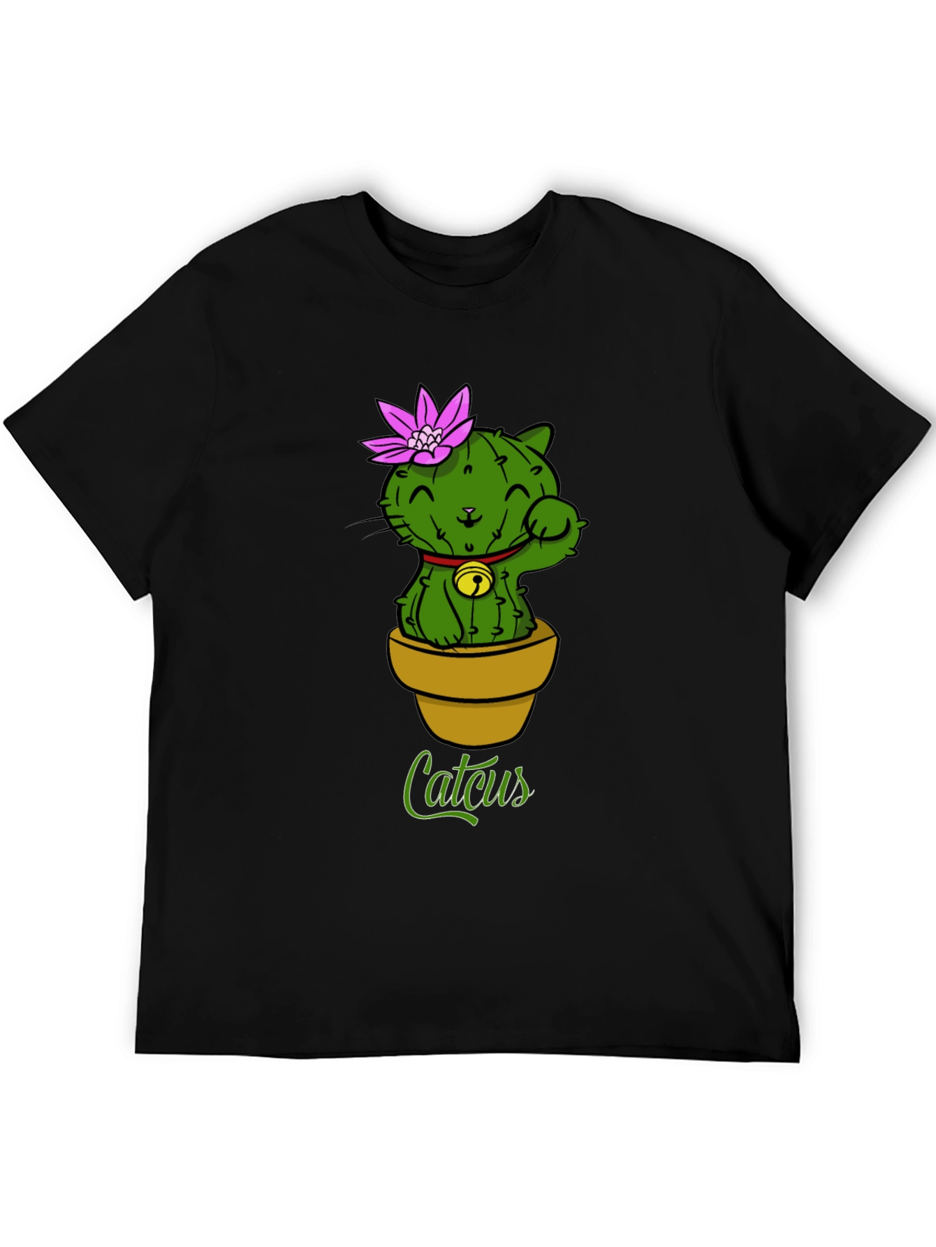 Black Catcus T-Shirt - Unique Cat Cactus Graphic Tee view 5