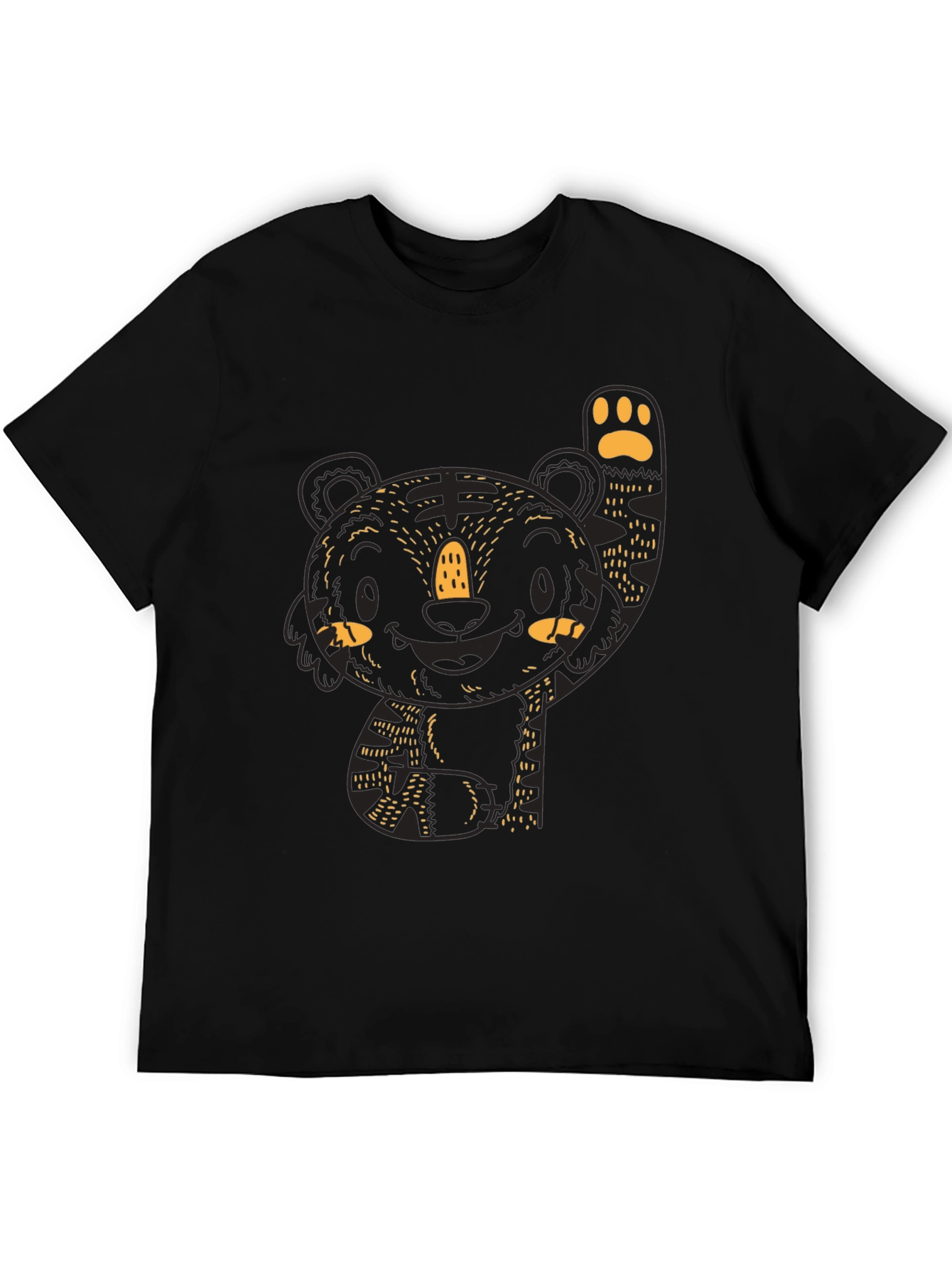 Black Cute Tiger Graphic Black Tee view 5