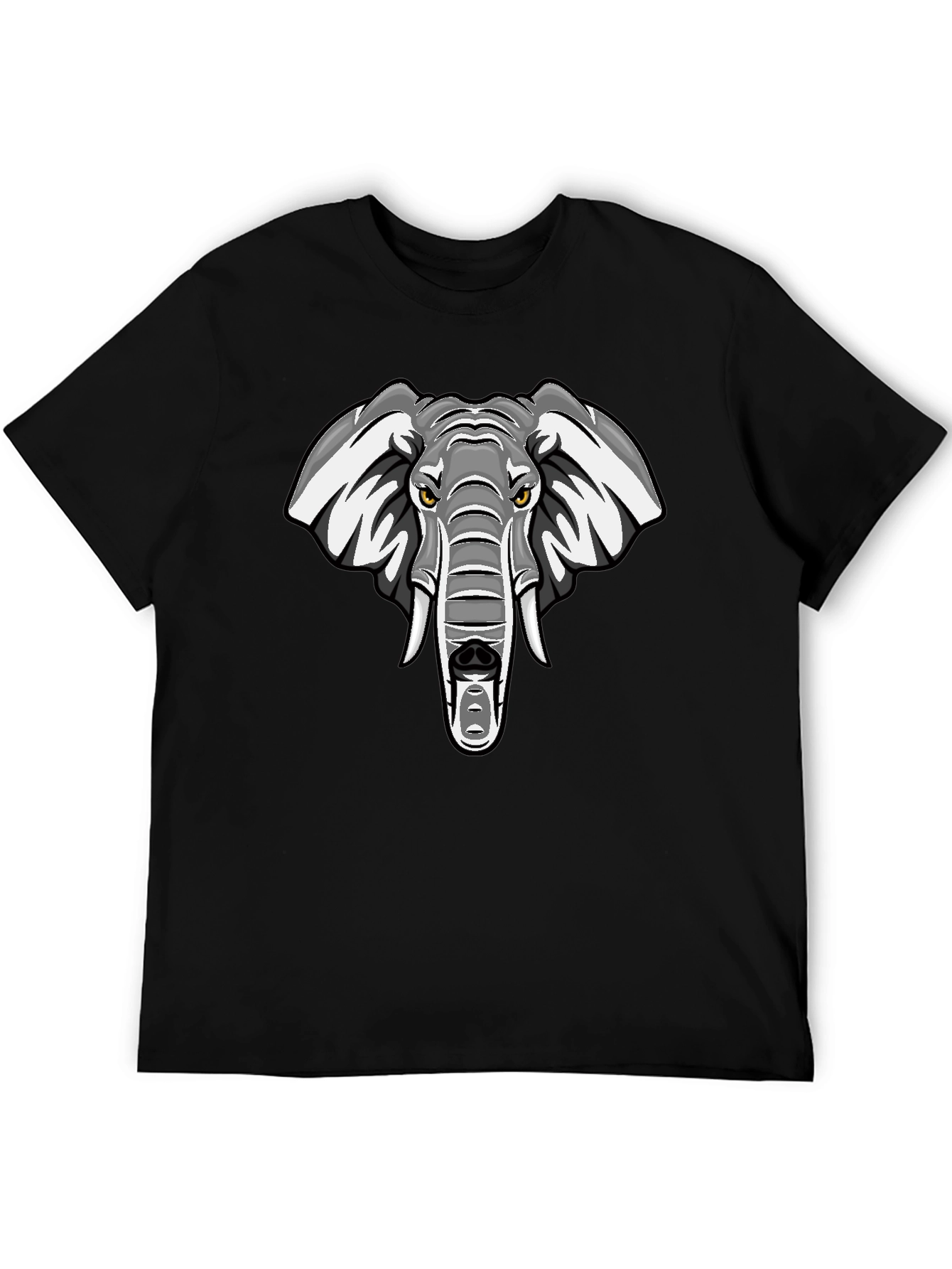 Black Cool Elephant Graphic T-Shirt - Black view 5