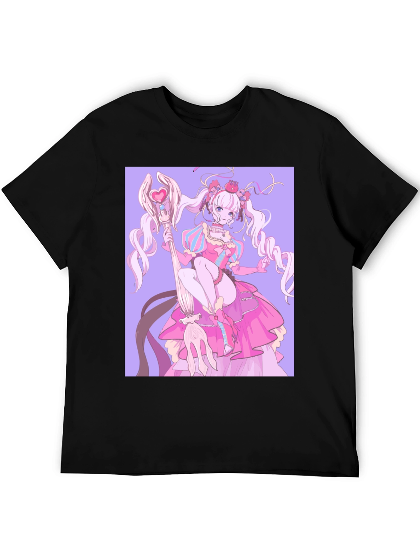 Black Anime Girl Graphic Black T-Shirt view 5