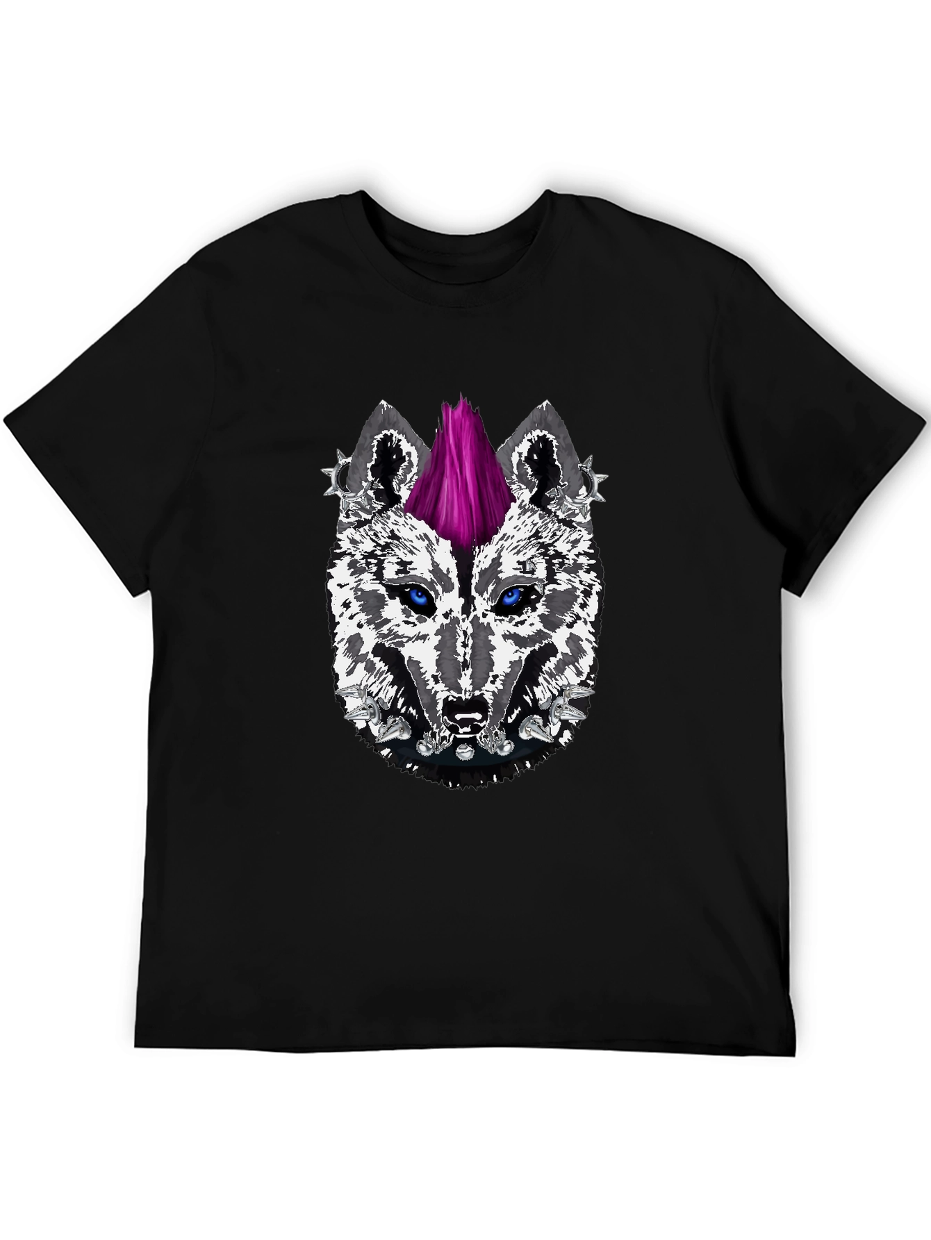 Black Punk Wolf Graphic Tee - Fierce Style view 5