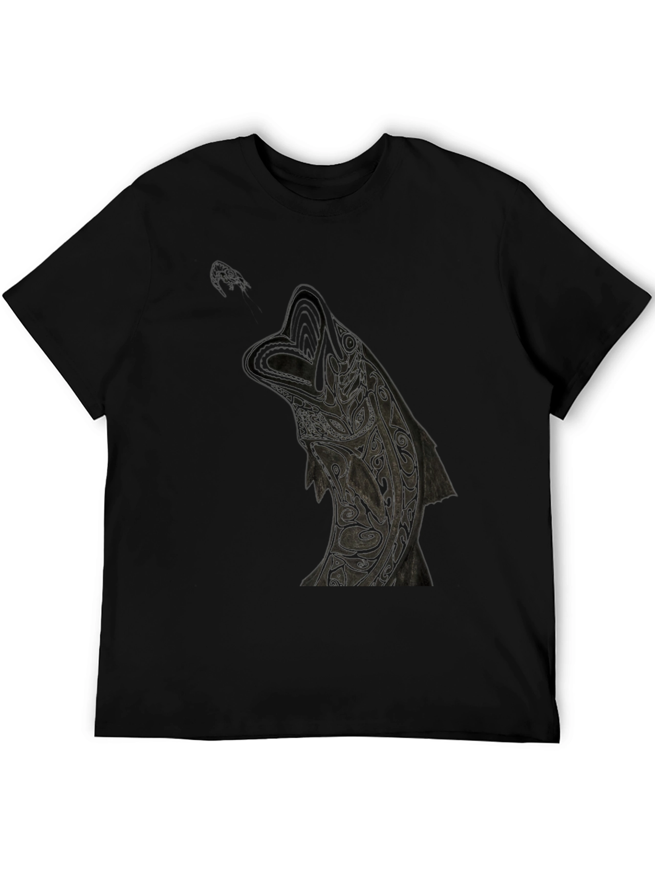 Black Tribal Wolf Graphic Tee - Black Cotton T-Shirt view 5