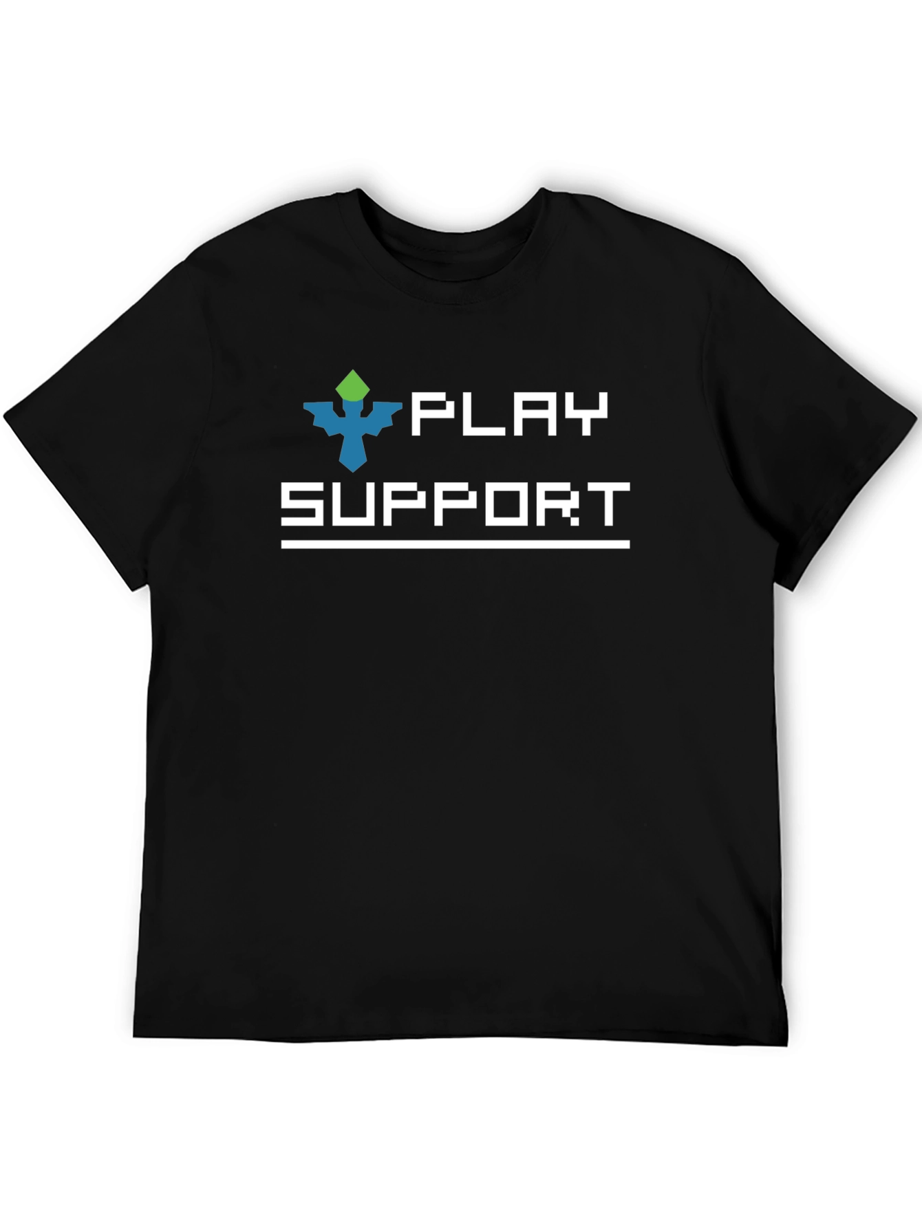 Black Play Support Gamer T-Shirt - Black Graphic Tee view 5