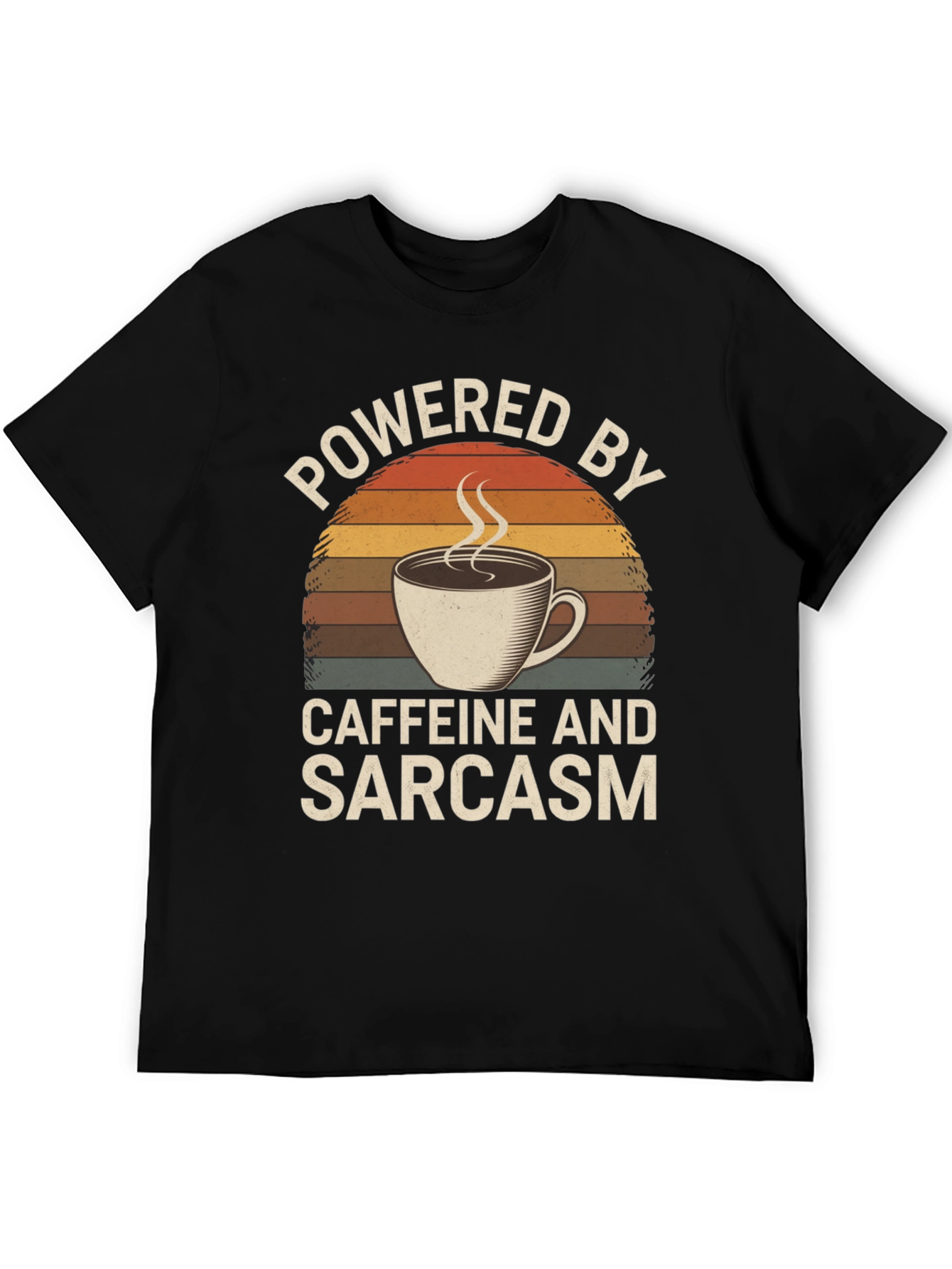 Black Powered by Caffeine and Sarcasm T-Shirt view 5