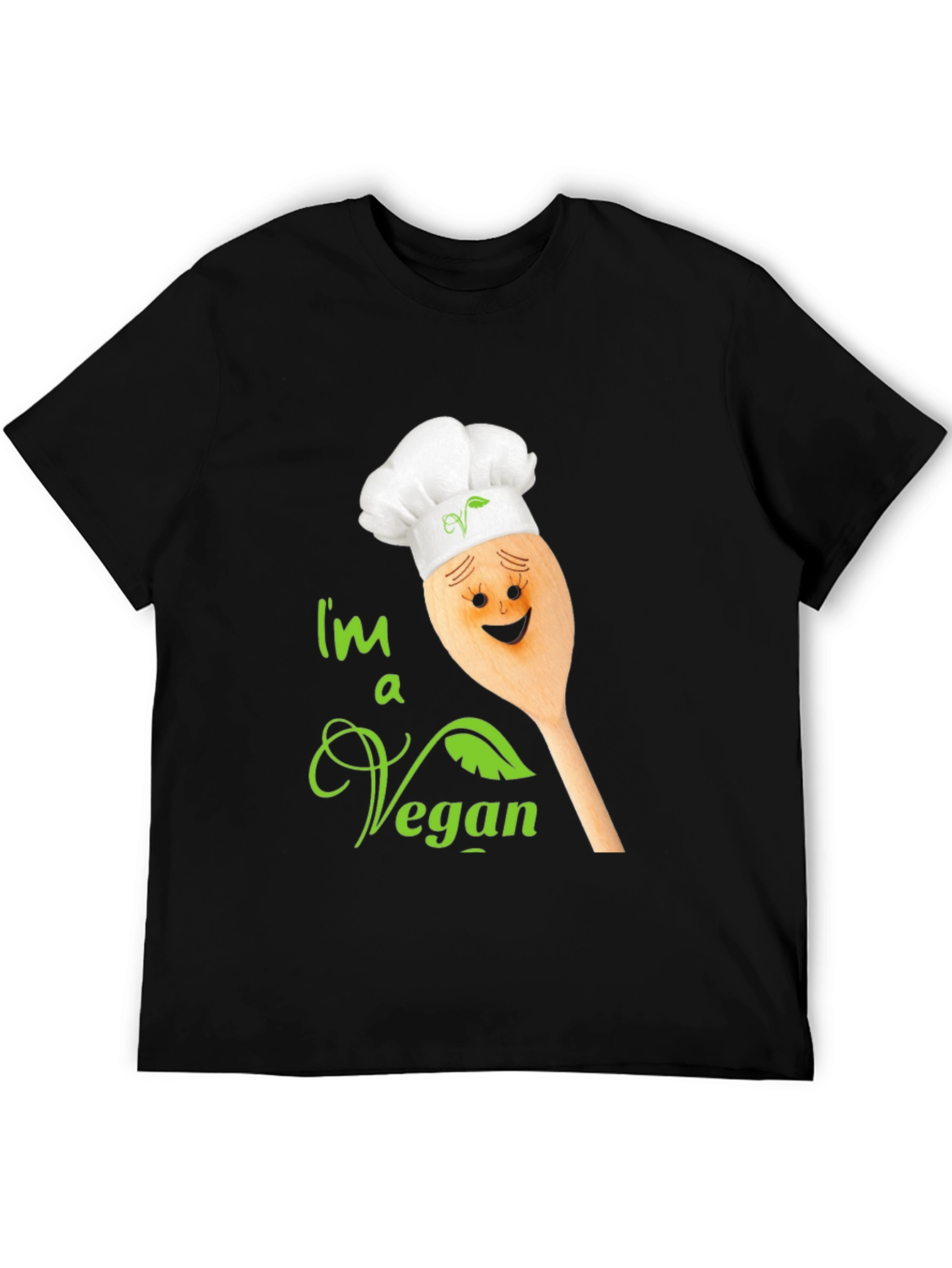 Black I'm a Vegan T-Shirt - Chef Spoon Design view 5