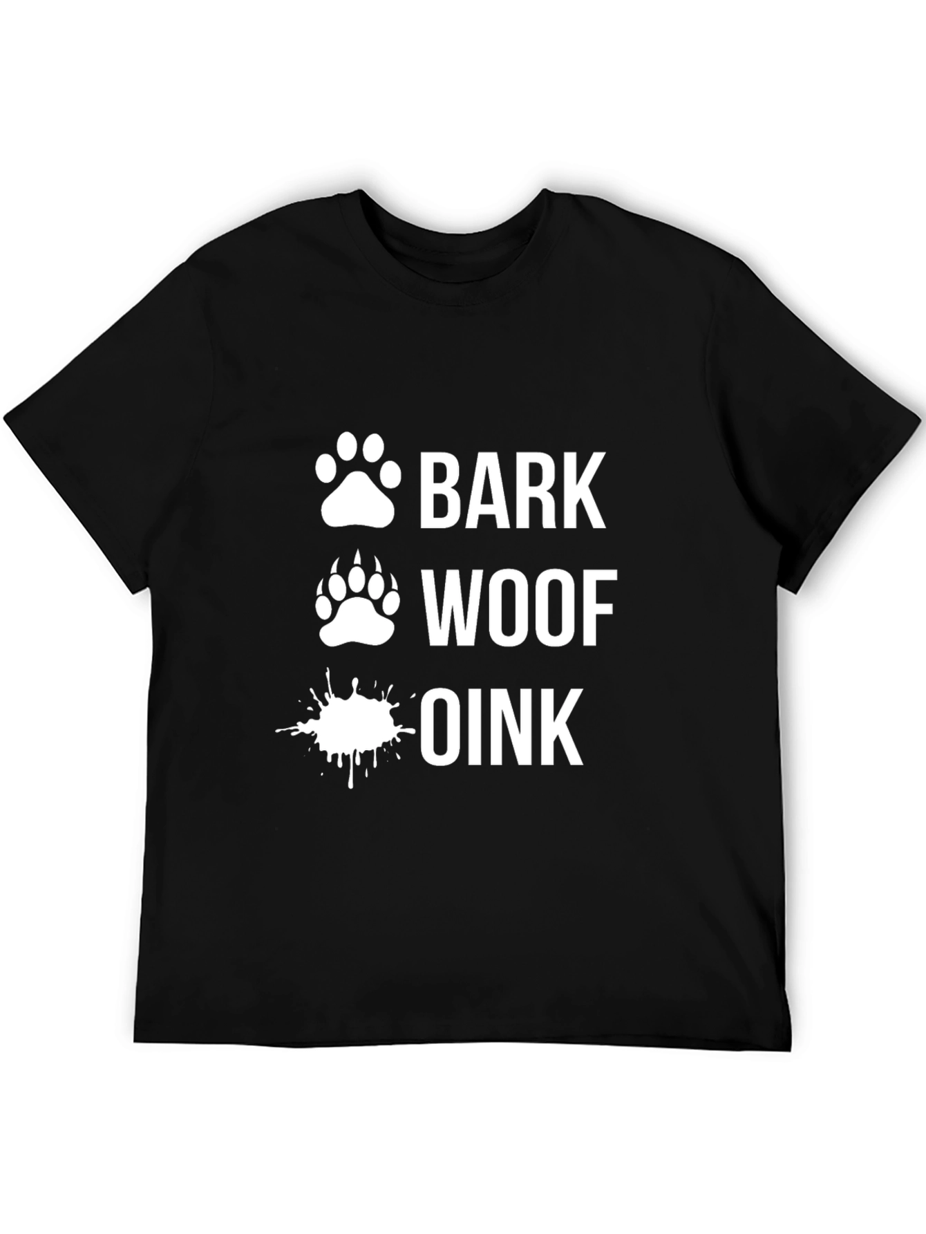 Black Bark Woof Oink Funny Graphic Tee - Animal Sound Shirt view 5