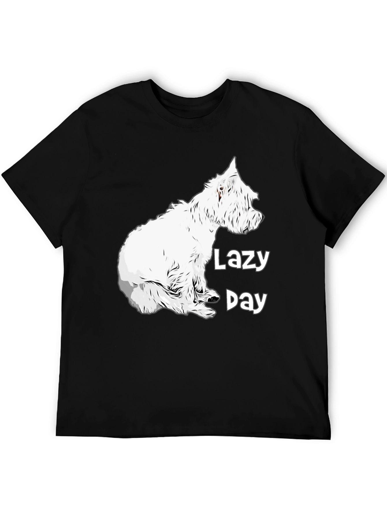 Black Lazy Day Dog Graphic Tee - Comfy Black T-Shirt view 5