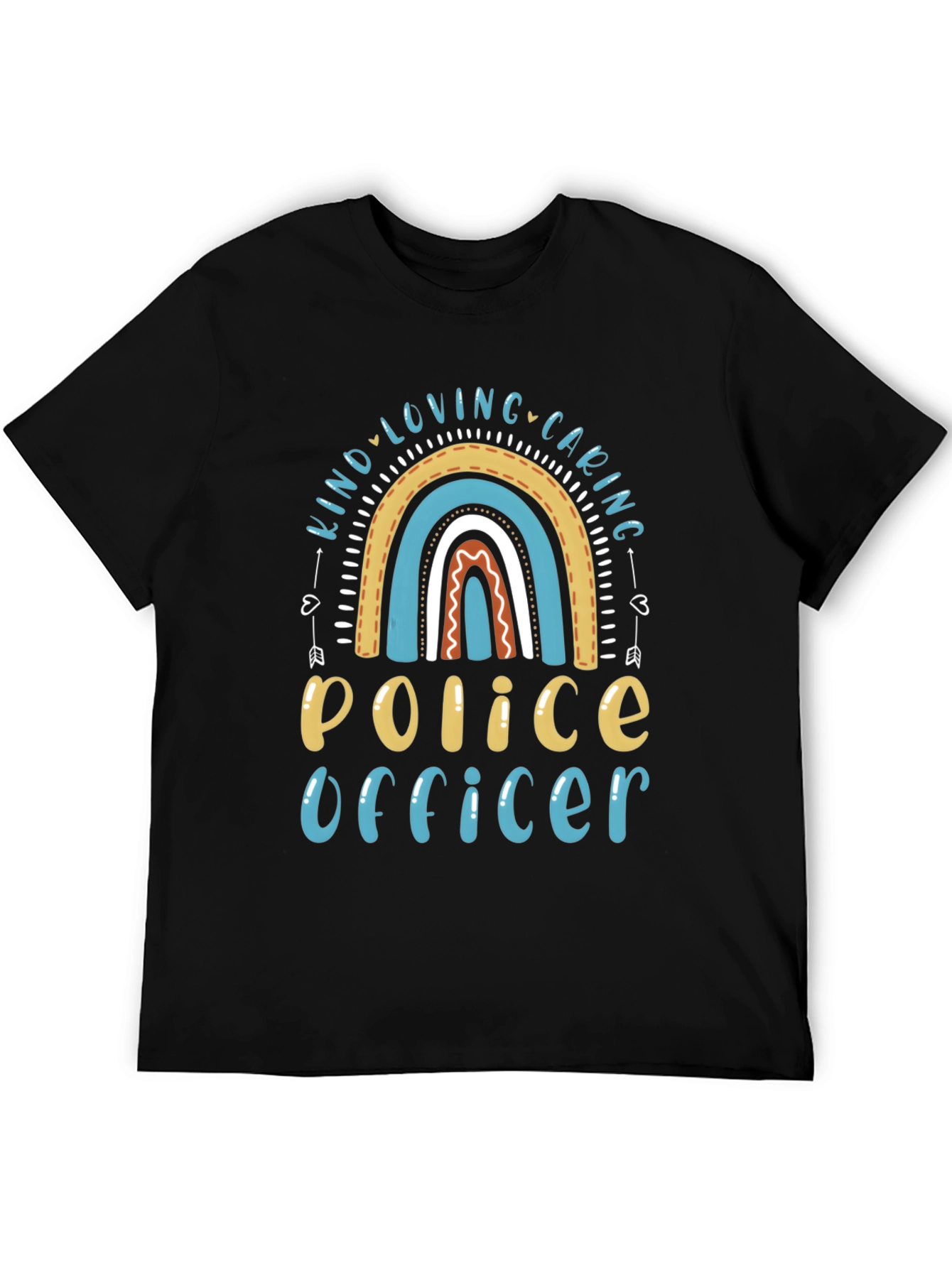 Black Kind Loving Caring Police Officer Graphic Tee view 5