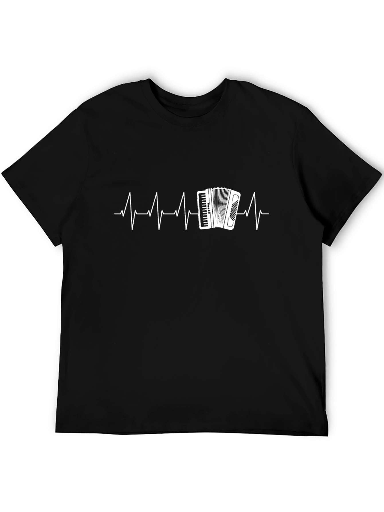 Black Accordion Heartbeat Graphic Tee - Musician Style view 5
