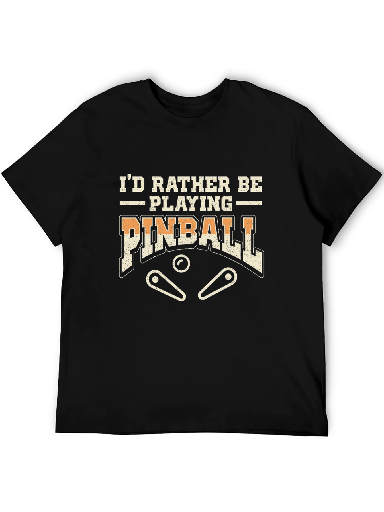 Black I'd Rather Be Playing Pinball T-Shirt view 5