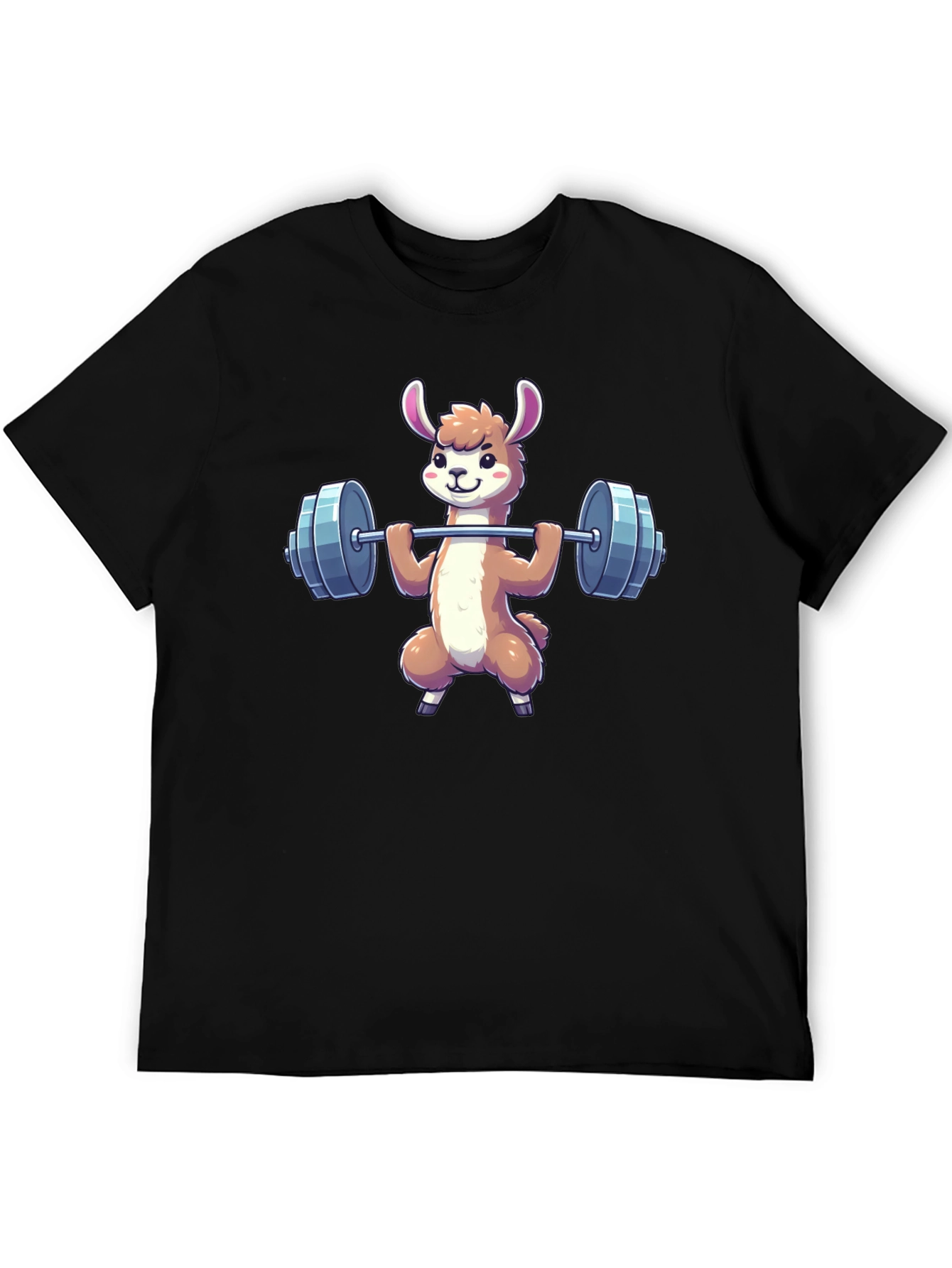 Black Llama Lifting Weights Graphic T-Shirt view 5