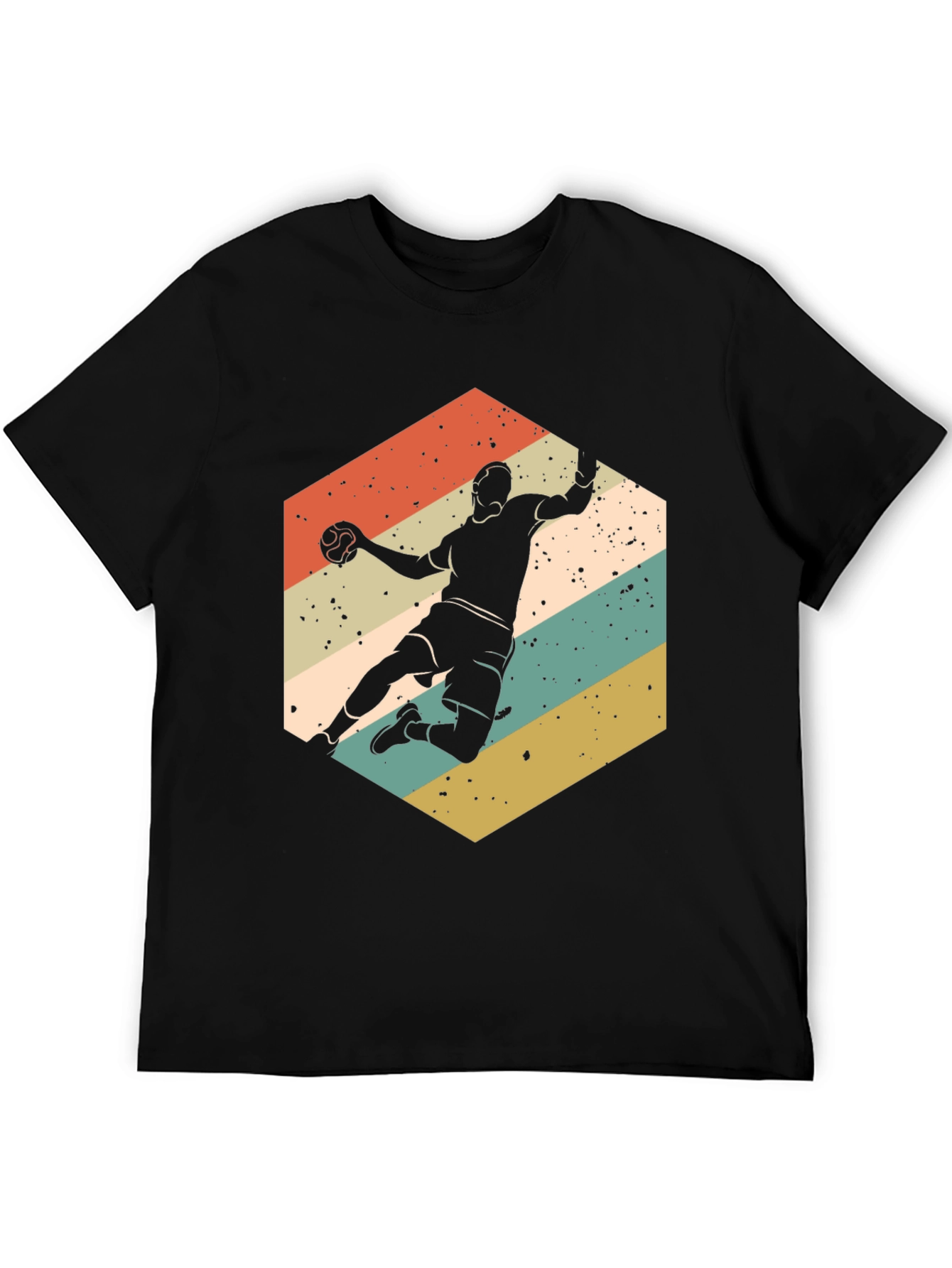 Black Vintage Handball Player T-Shirt view 5