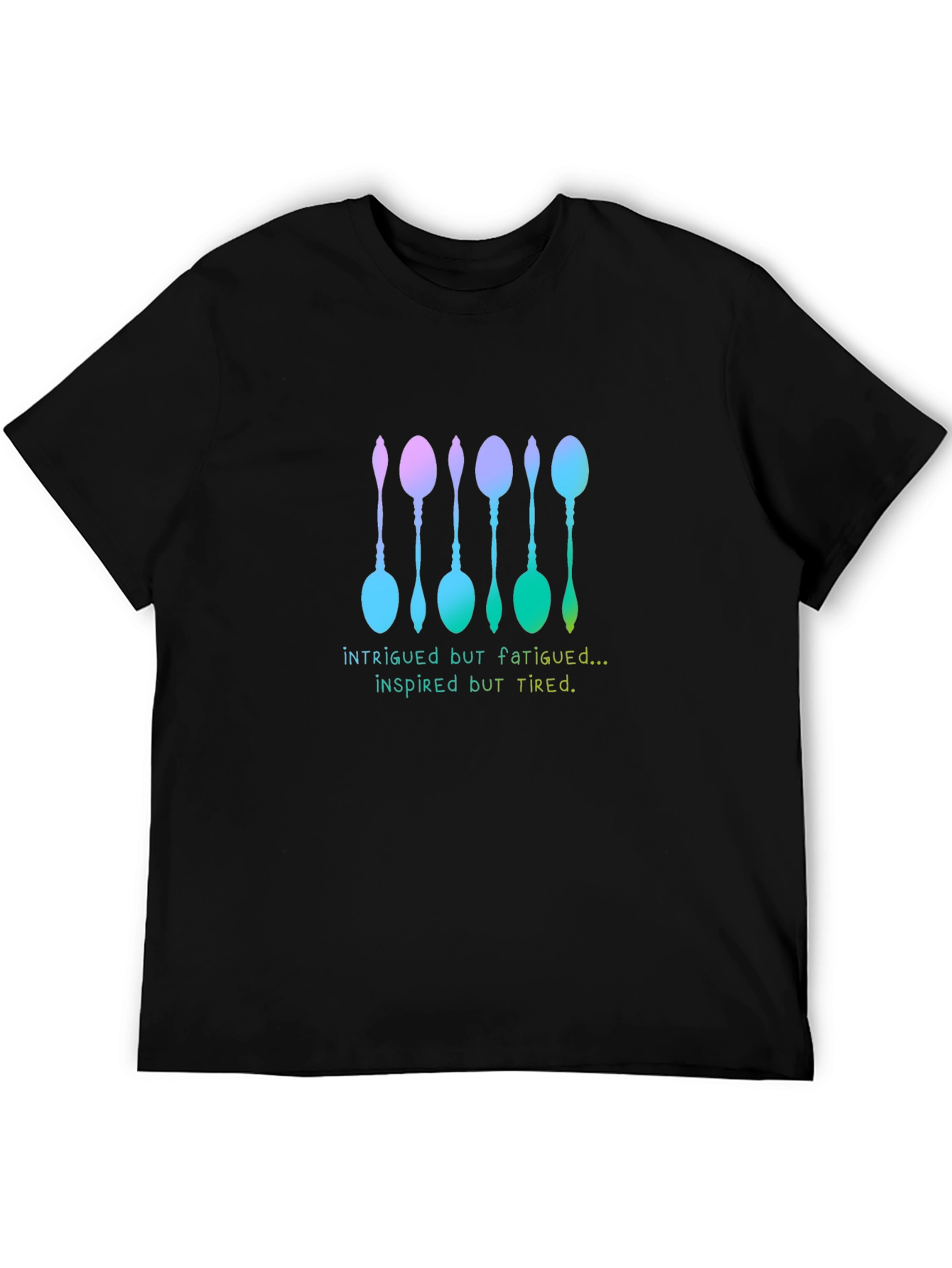 Black Intrigued But Fatigued Spoon T-Shirt view 5
