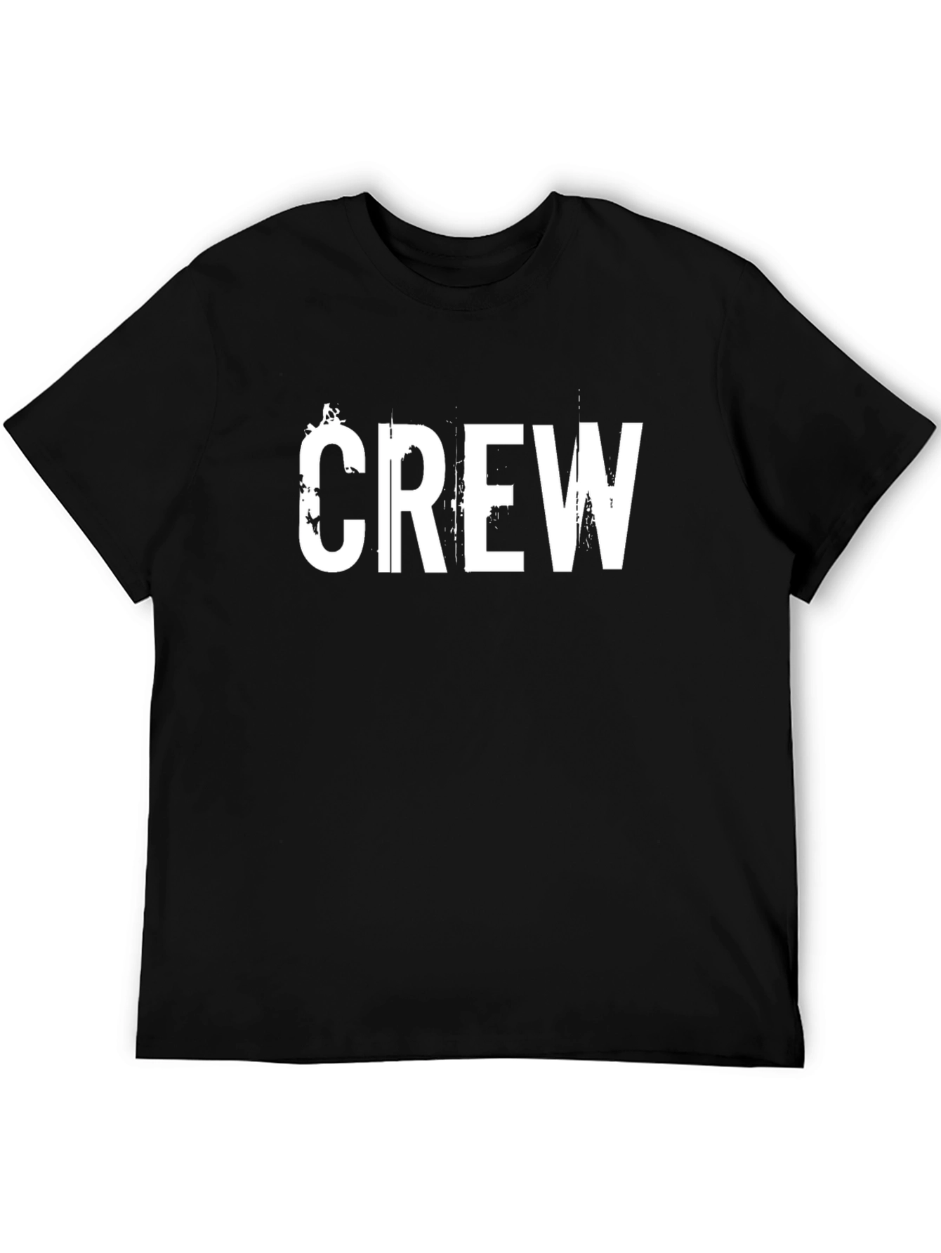 Black Black Crew T-Shirt with Distressed White Print view 5