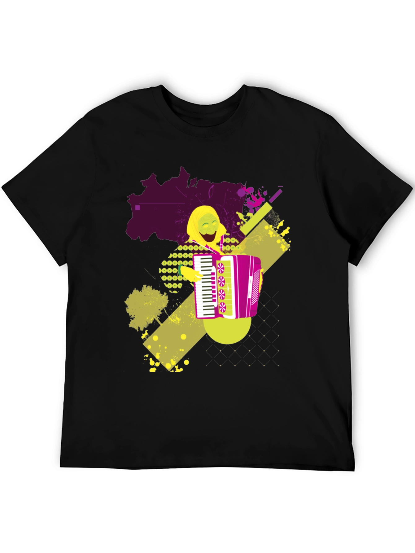 Black Accordion Player Graphic T-Shirt view 5