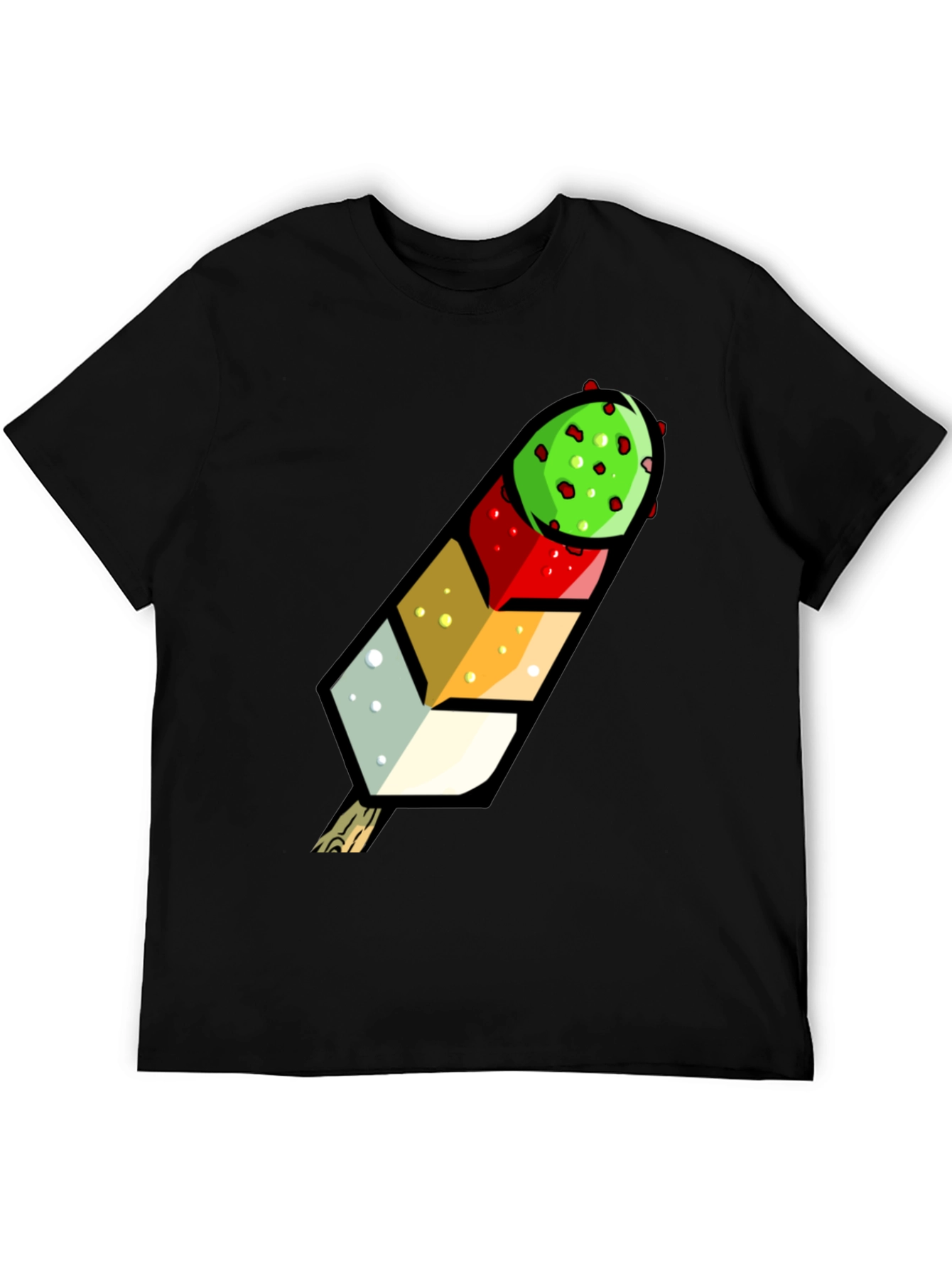 Black Funky Fruit Pop T-Shirt - Unique Colorful Design view 5