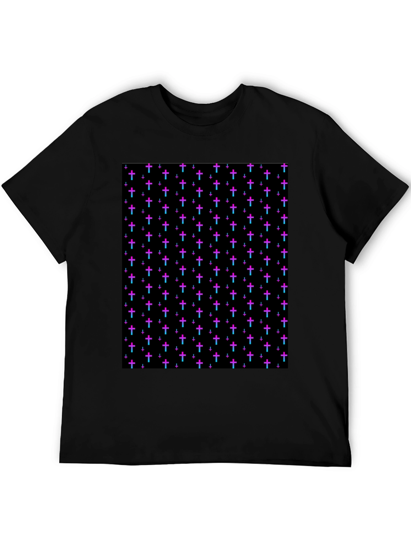Black Cross Pattern Black T-Shirt view 5