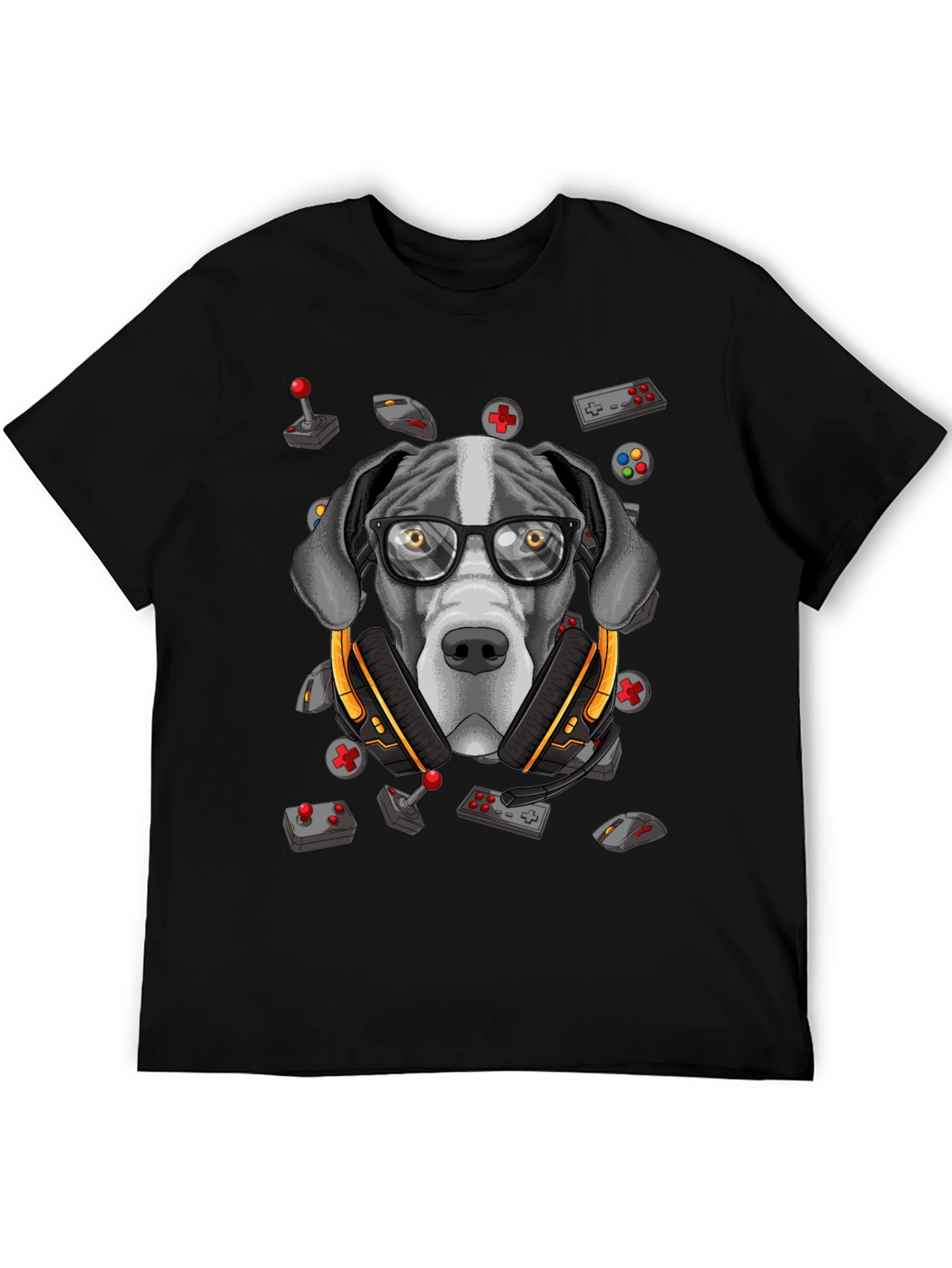 Black Gamer Dog T-Shirt - Funny Graphic Tee view 5