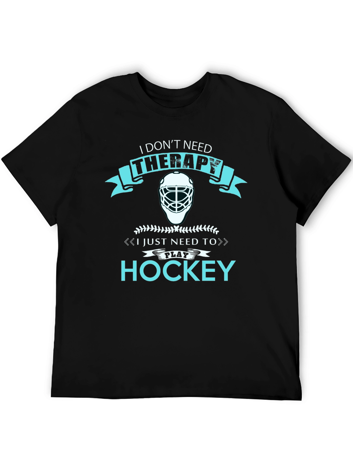 Black I Don't Need Therapy Hockey T-Shirt view 5