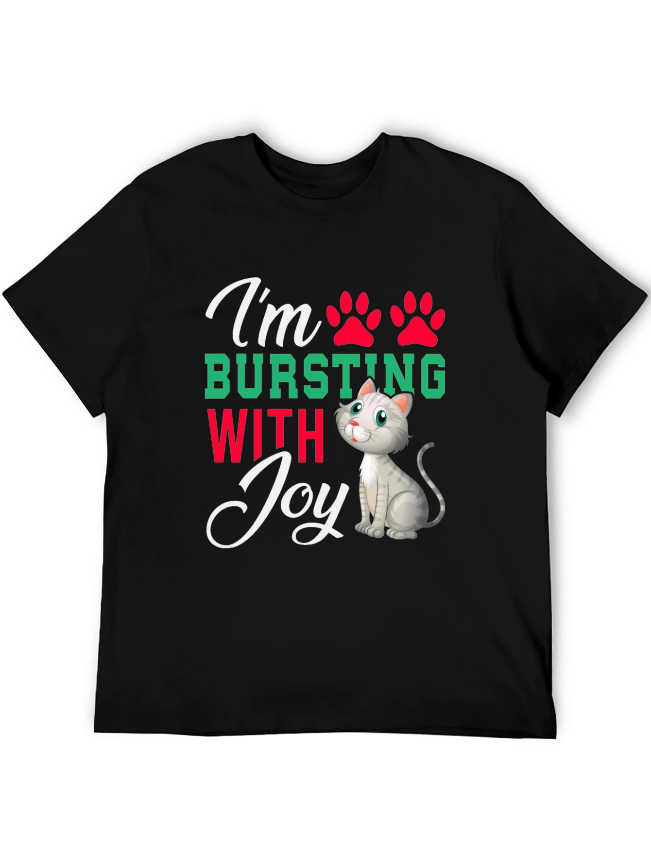 Black I'm Bursting With Joy Cat T-Shirt view 5
