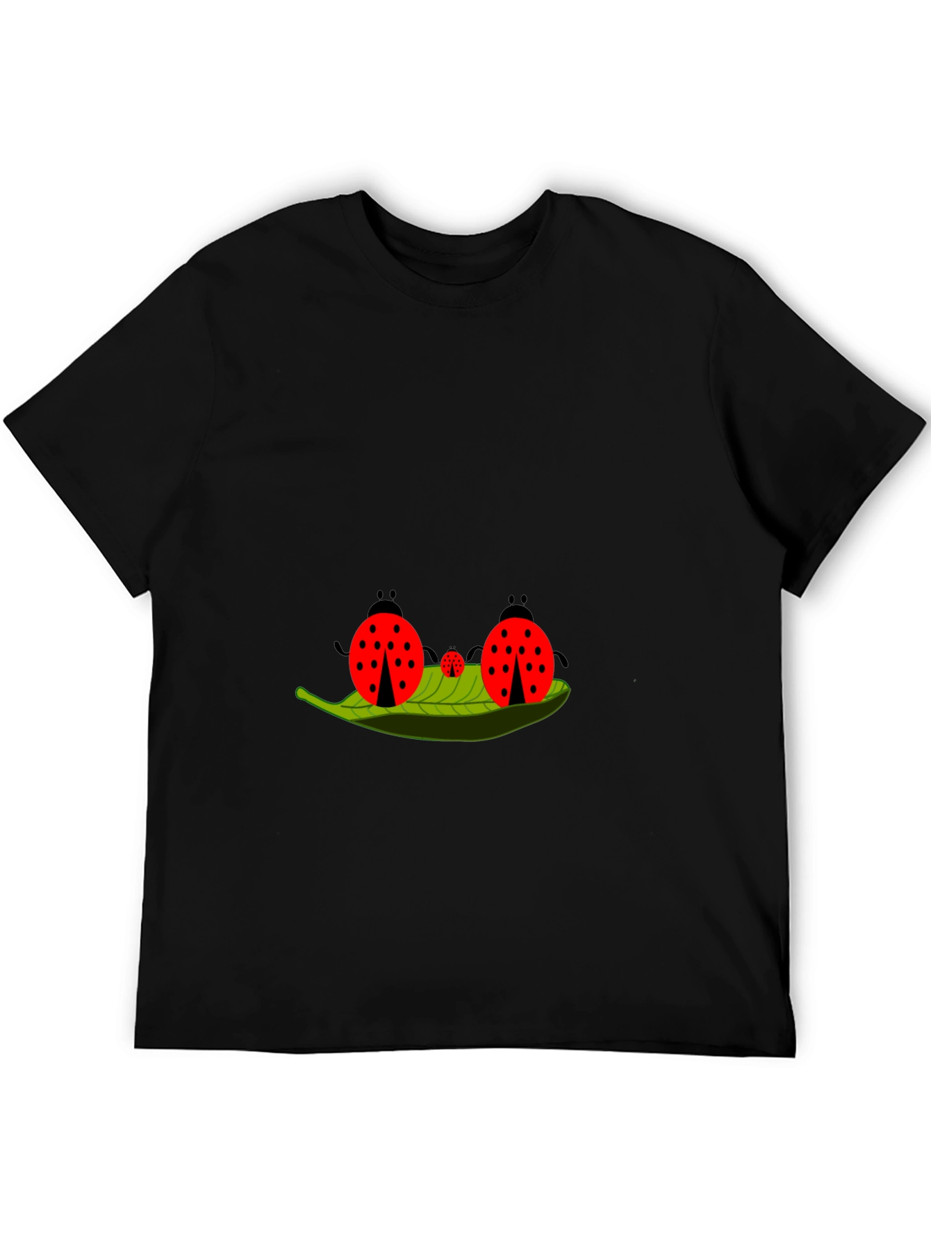Black Ladybug Family Graphic Tee - Black Cotton T-Shirt view 5