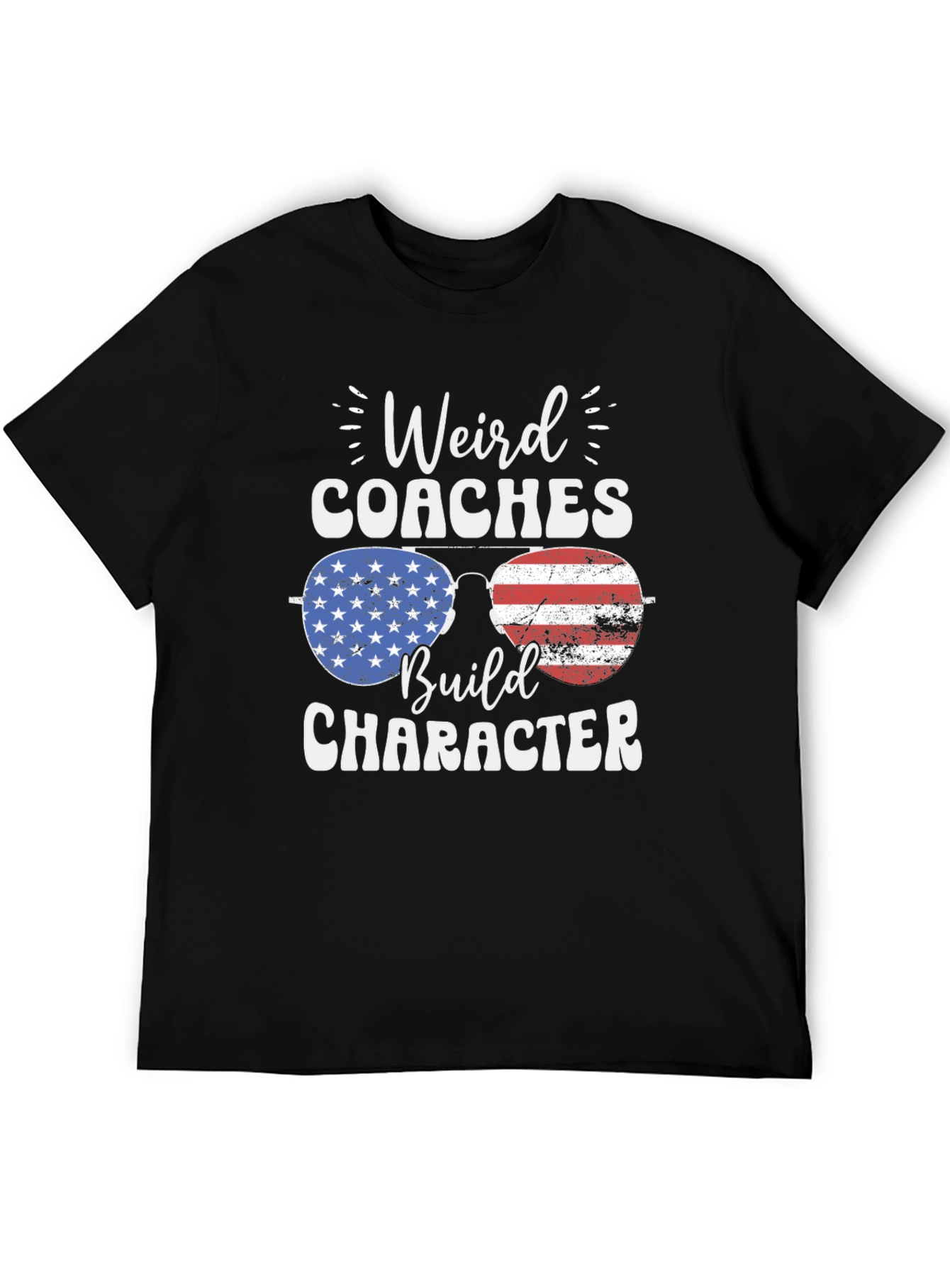 Black Weird Coaches Build Character USA Flag T-Shirt view 5