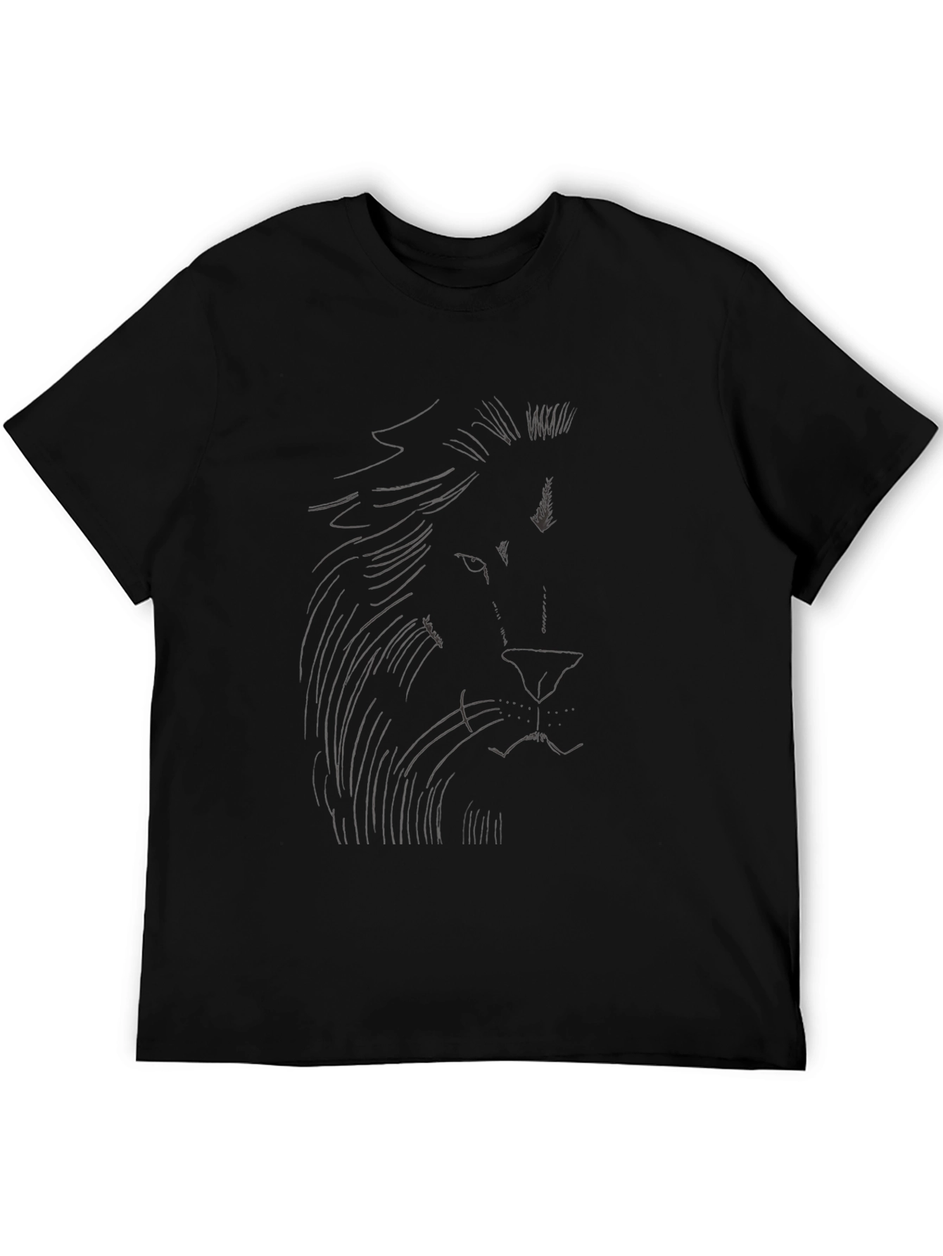 Black Lion Sketch Graphic Tee - Black Cotton T-Shirt view 5