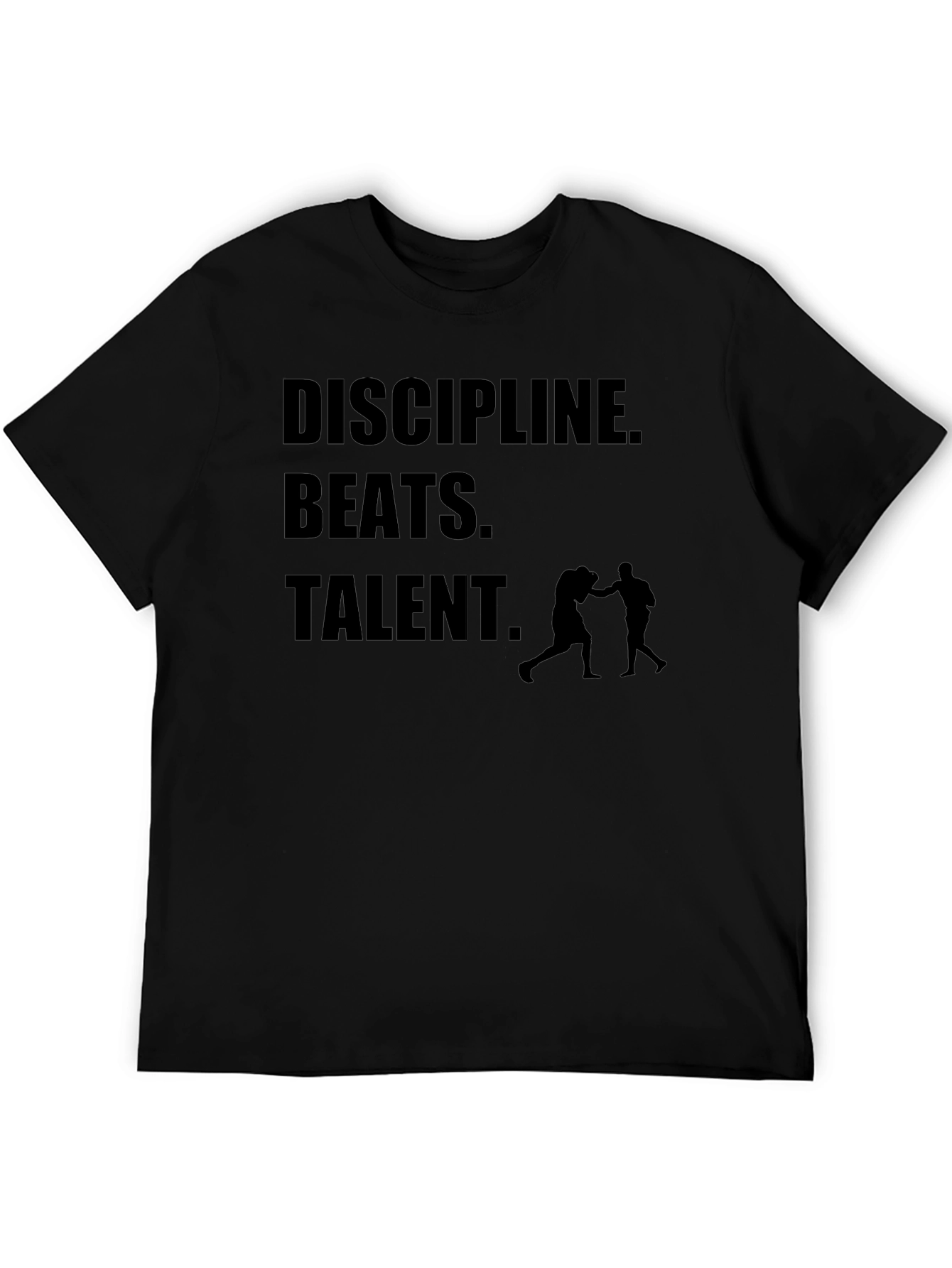Black Discipline Beats Talent Men's Black Graphic T-Shirt view 5