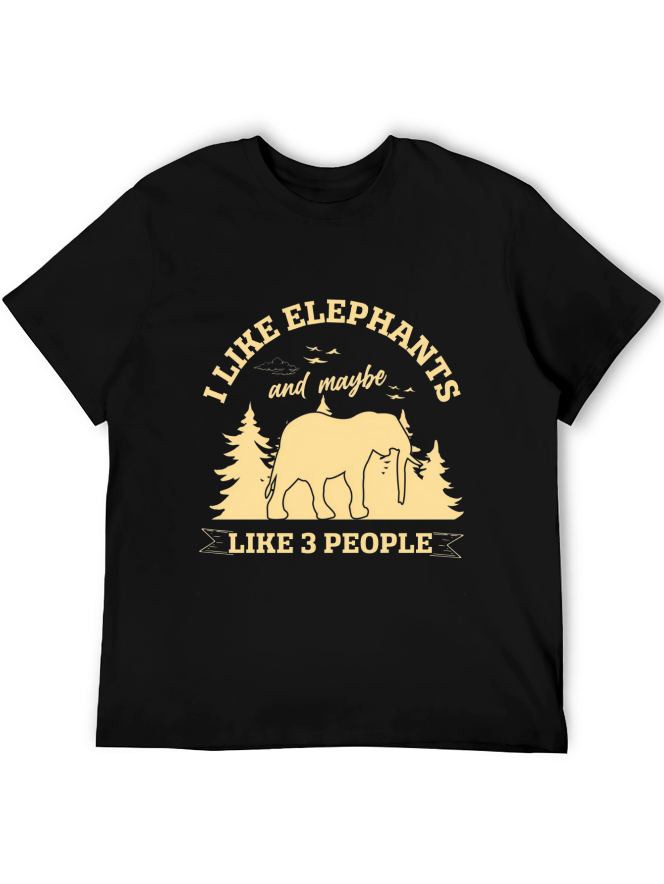 Black Elephant Lover T-Shirt: I Like Elephants & Maybe 3 People view 5