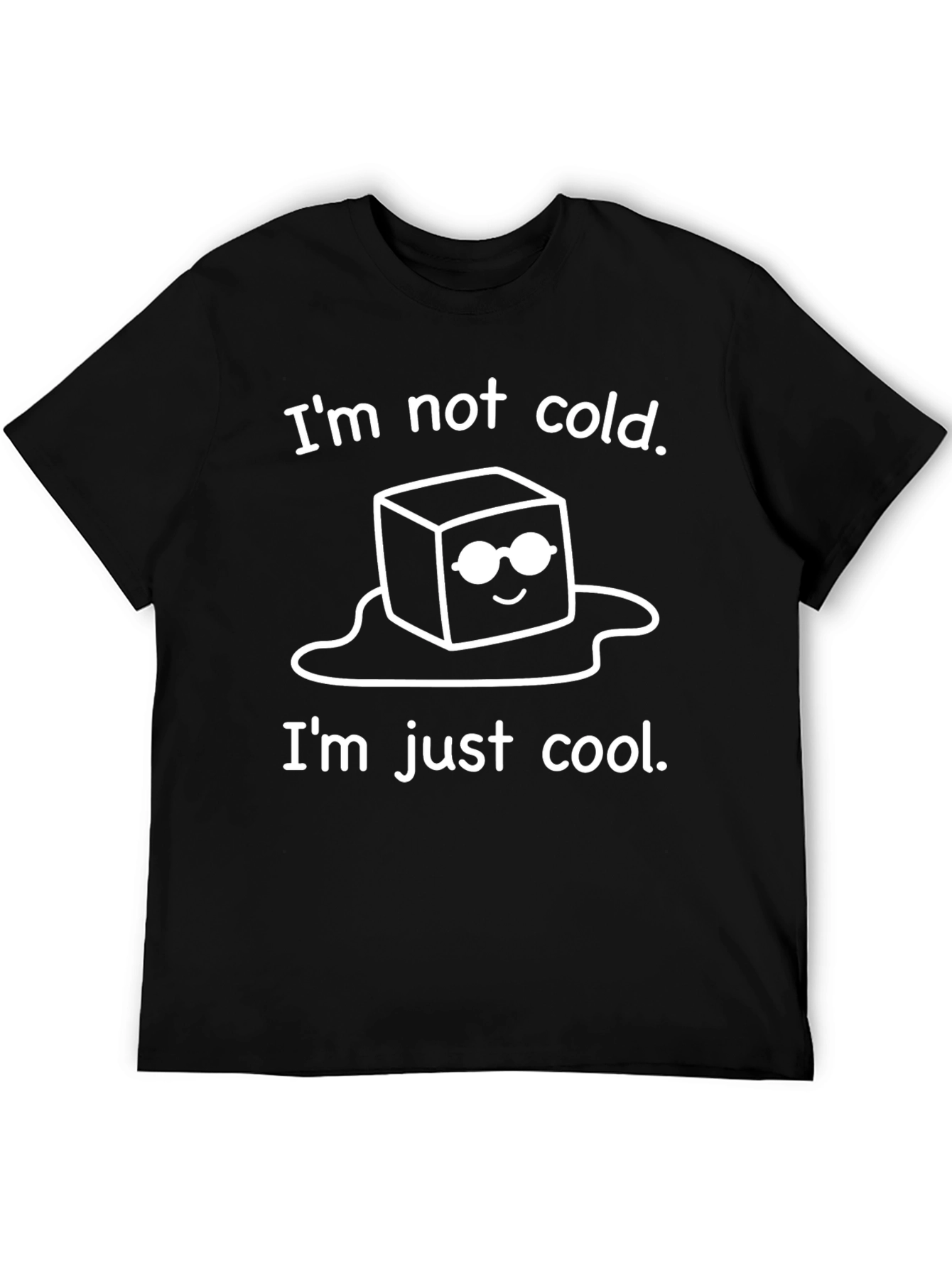 Black Cool Ice Cube Graphic T-Shirt - "I'm Not Cold, I'm Just Cool" view 5