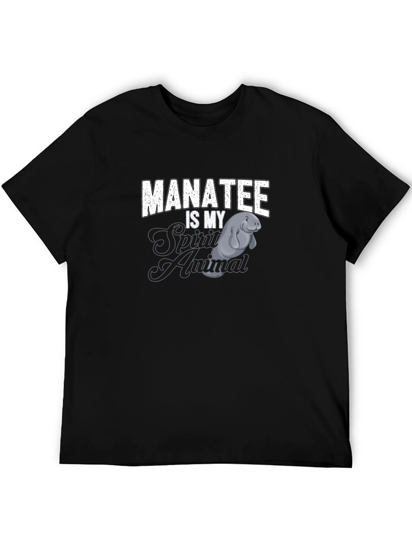 Black Manatee Is My Spirit Animal Black T-Shirt view 5