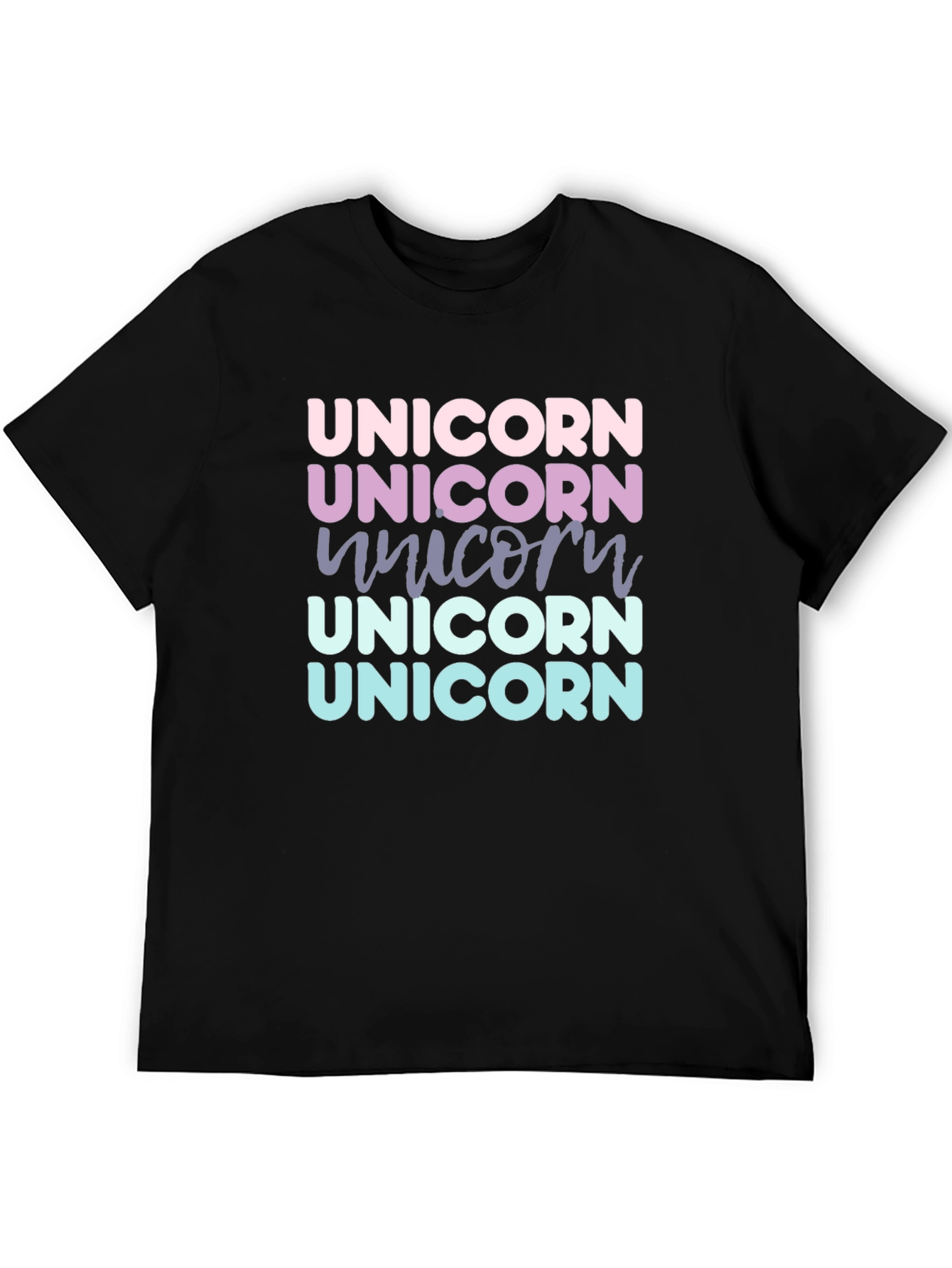 Black Unicorn Rainbow Text T-Shirt view 5
