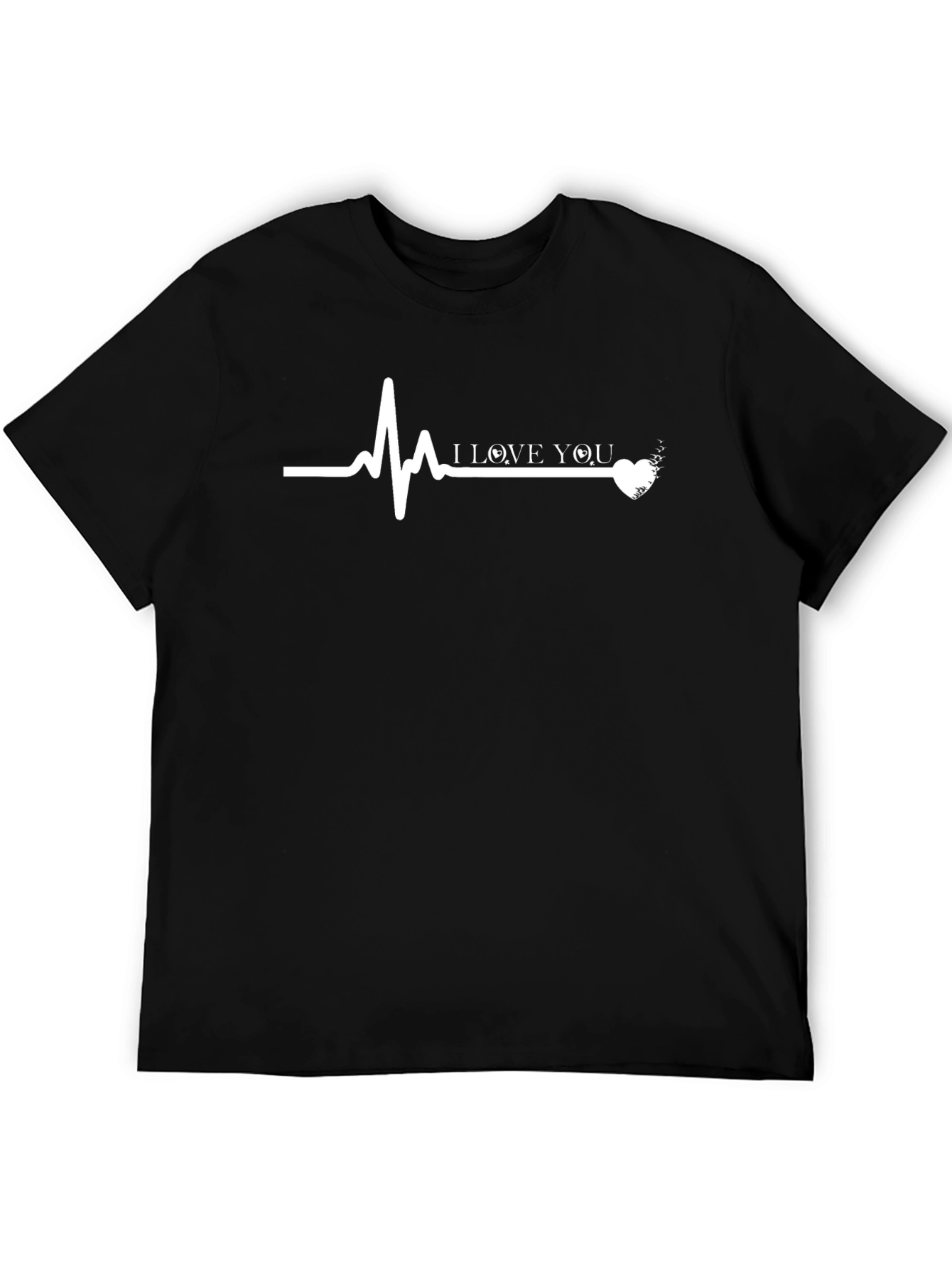 Black I Love You Heartbeat Graphic T-Shirt - Black view 5