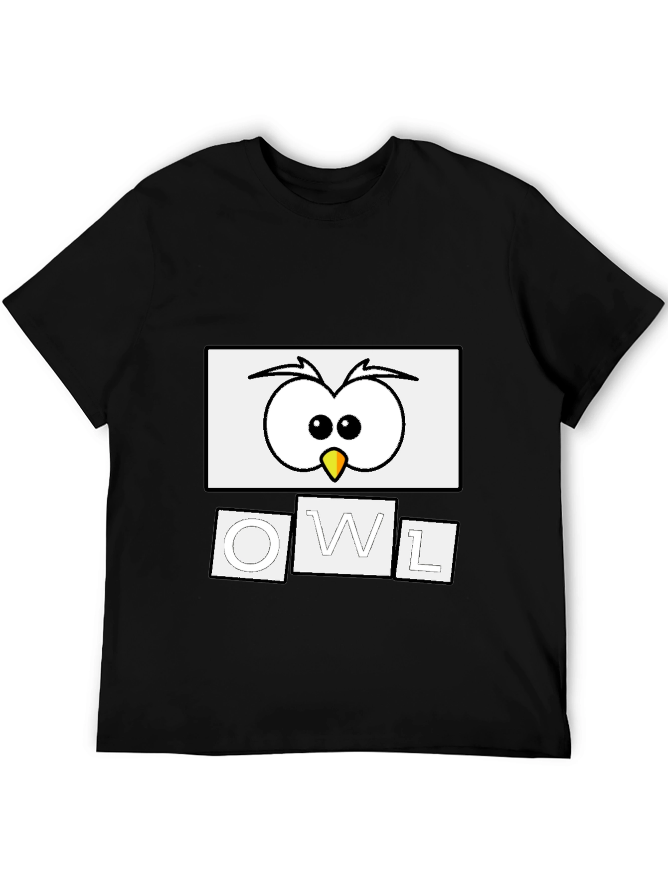 Black Cool Owl Graphic Tee - Black Cotton Blend Shirt view 5