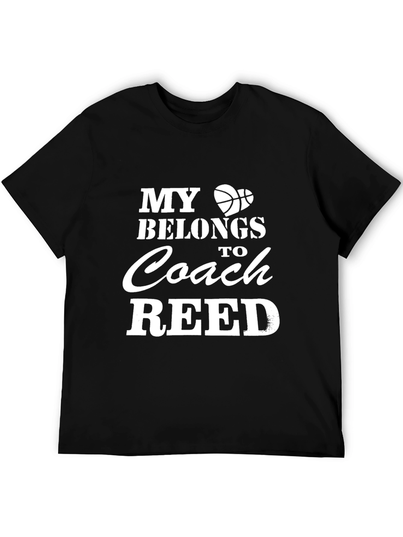 Black Basketball Coach Shirt: My Heart Belongs to Coach Reed view 5