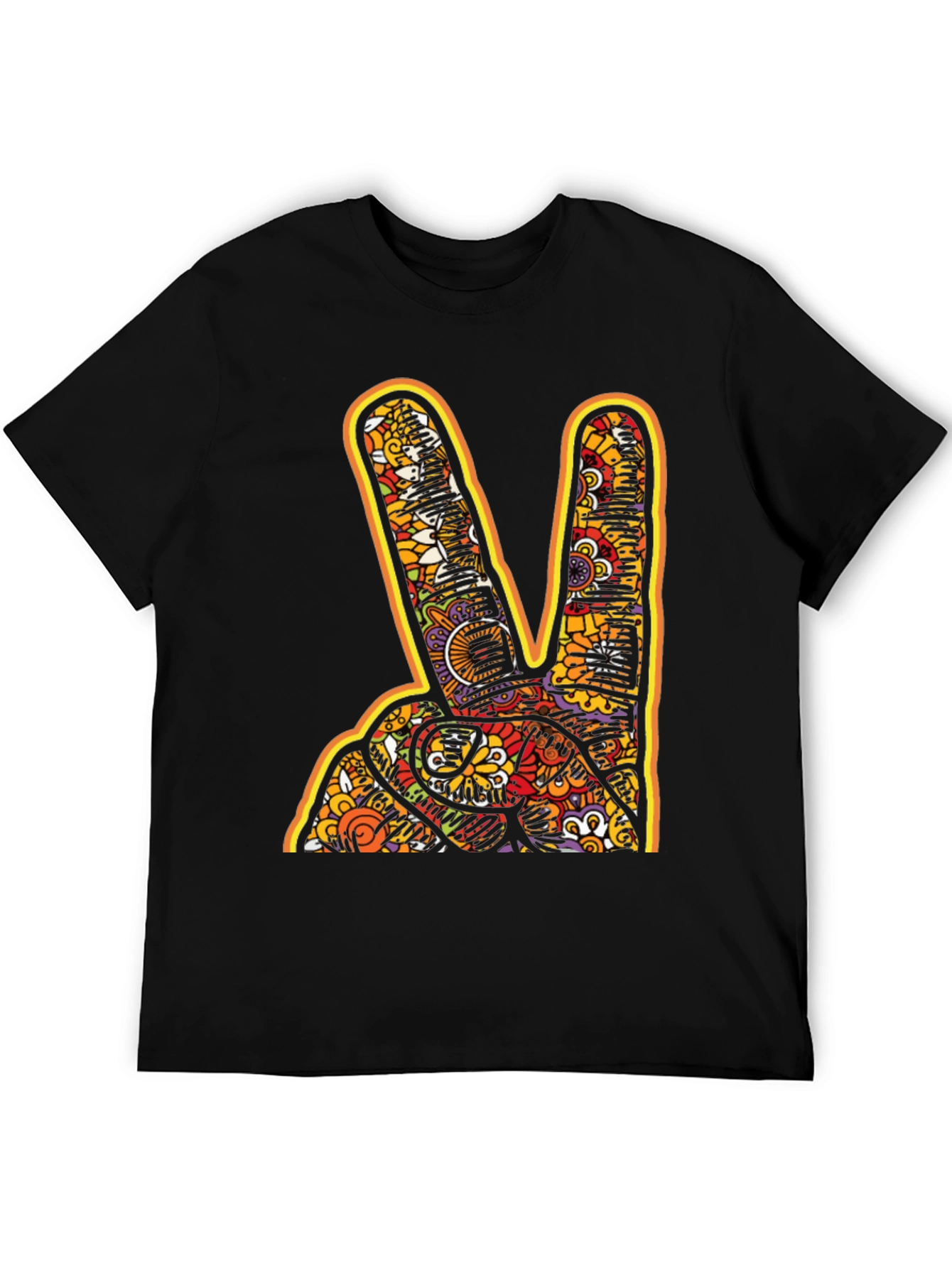 Black Peace Sign Graphic Tee - Groovy Retro Style view 5