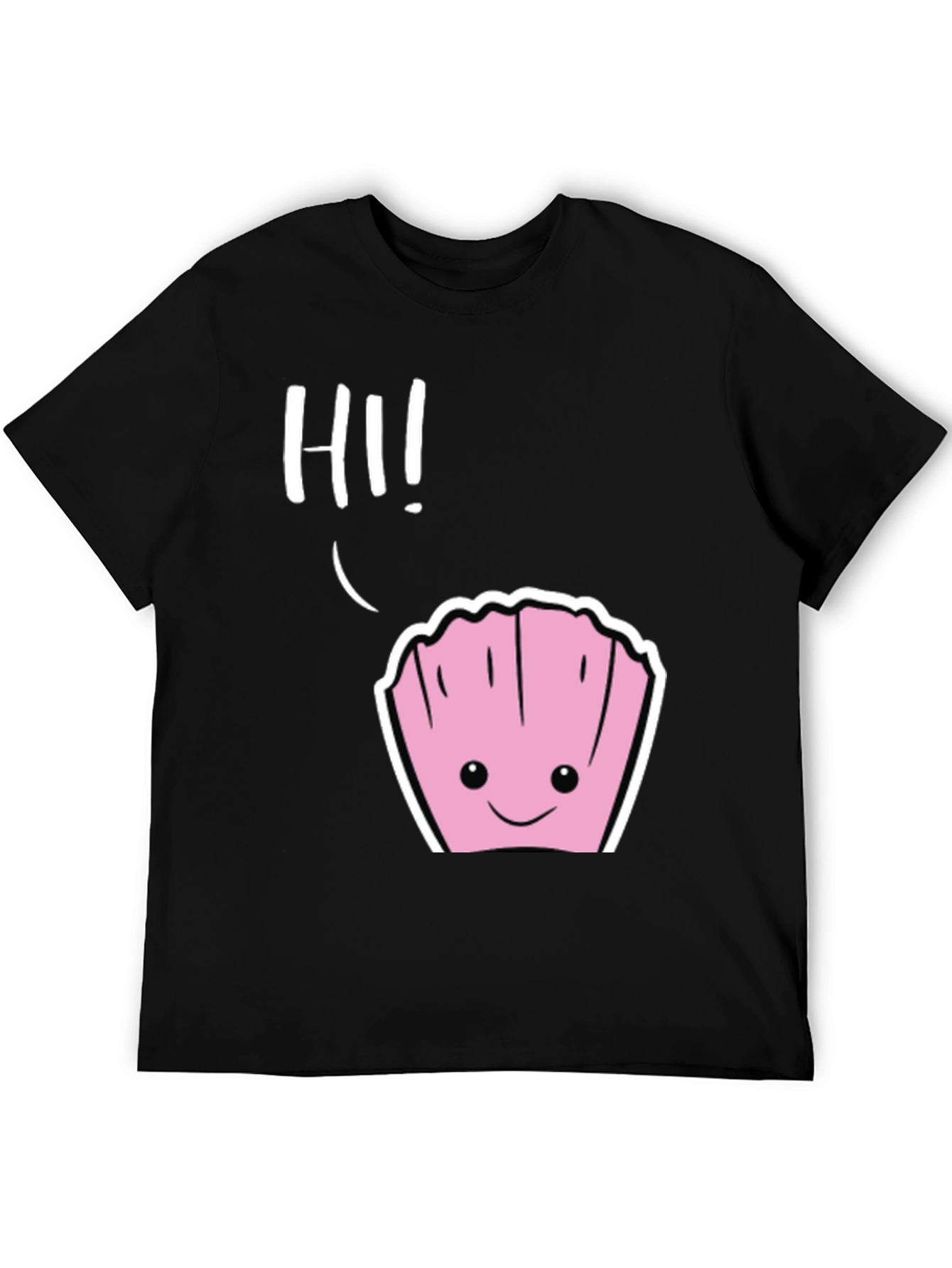 Black Cute Clam 'Hi!' Graphic Tee - Soft Cotton Comfort view 5