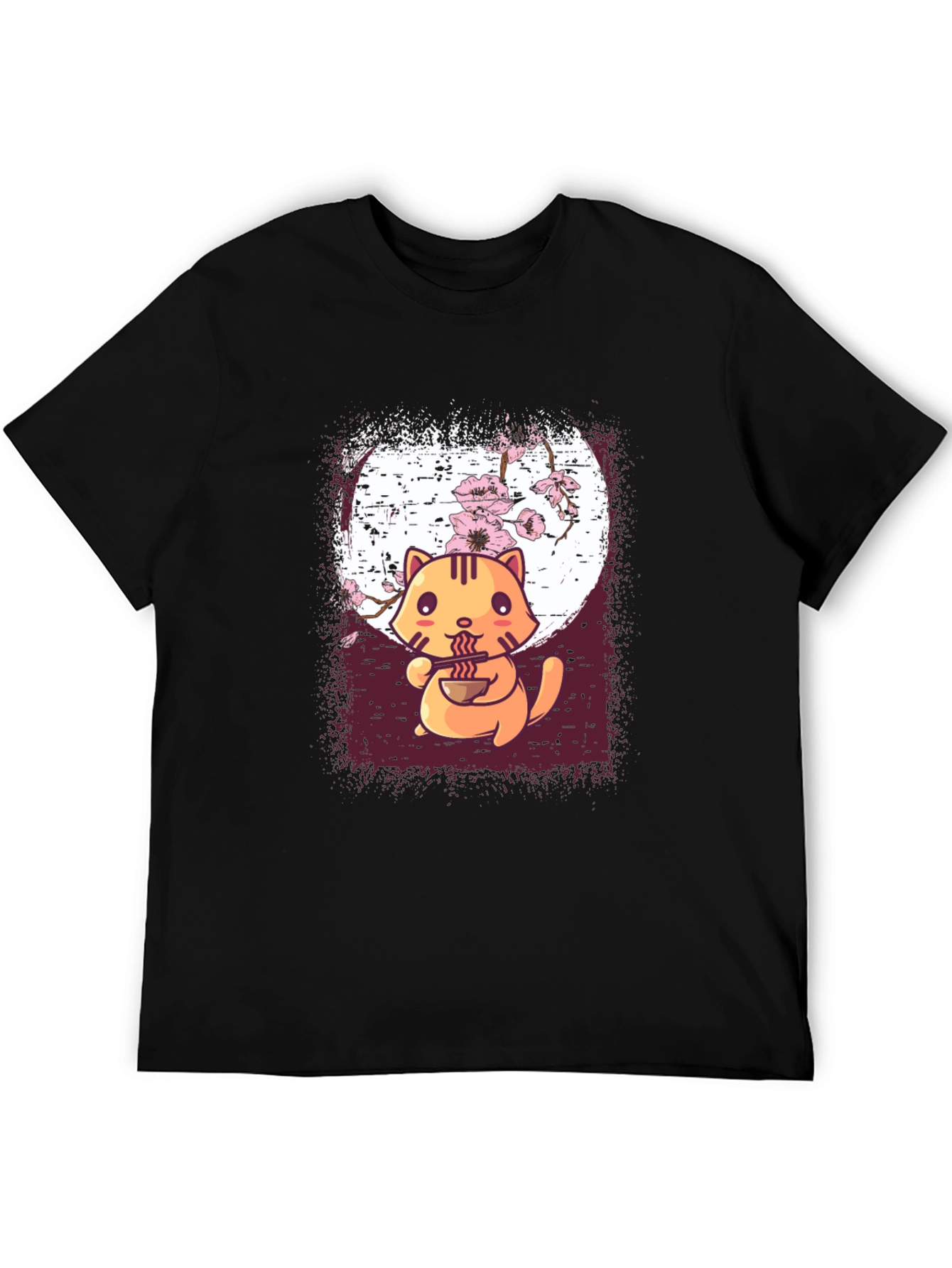 Black Ramen Cat Graphic Tee - Cute Anime Style view 5