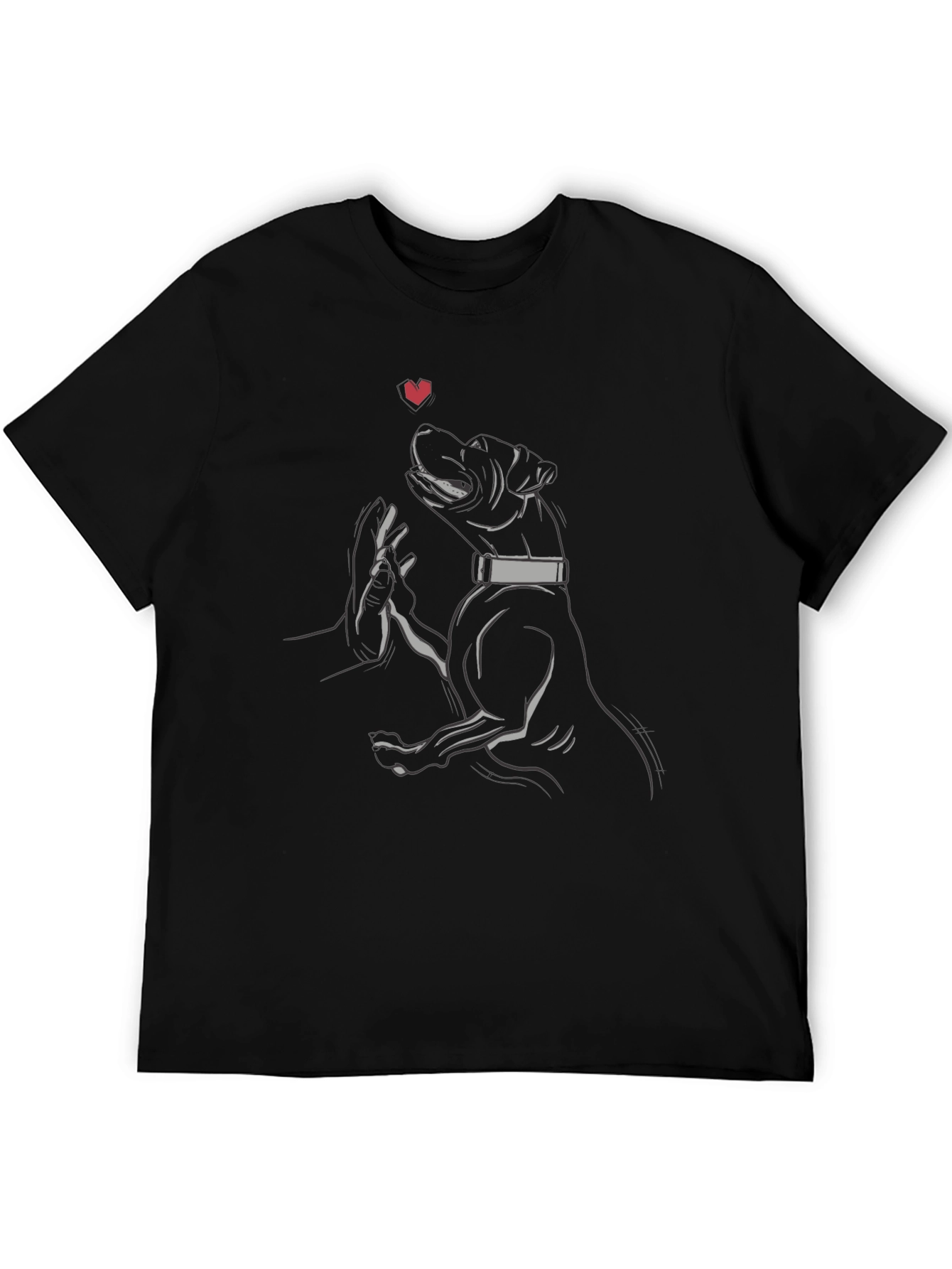 Black Dog Love T-Shirt, Heart, Pet Owner Gift view 5