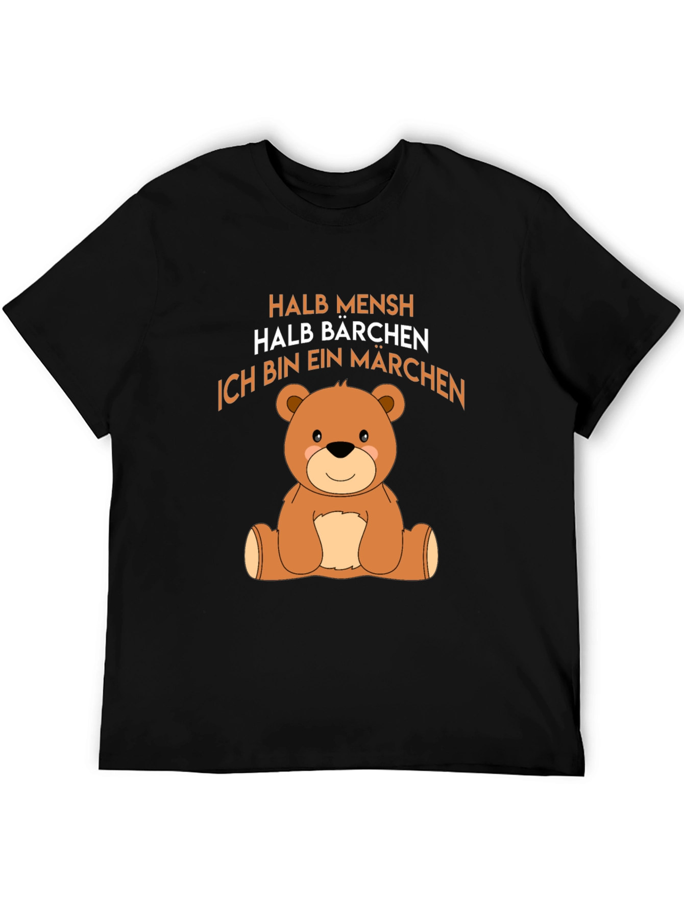 Black Halb Mensch Halb Barchen Bear Graphic T-Shirt view 5